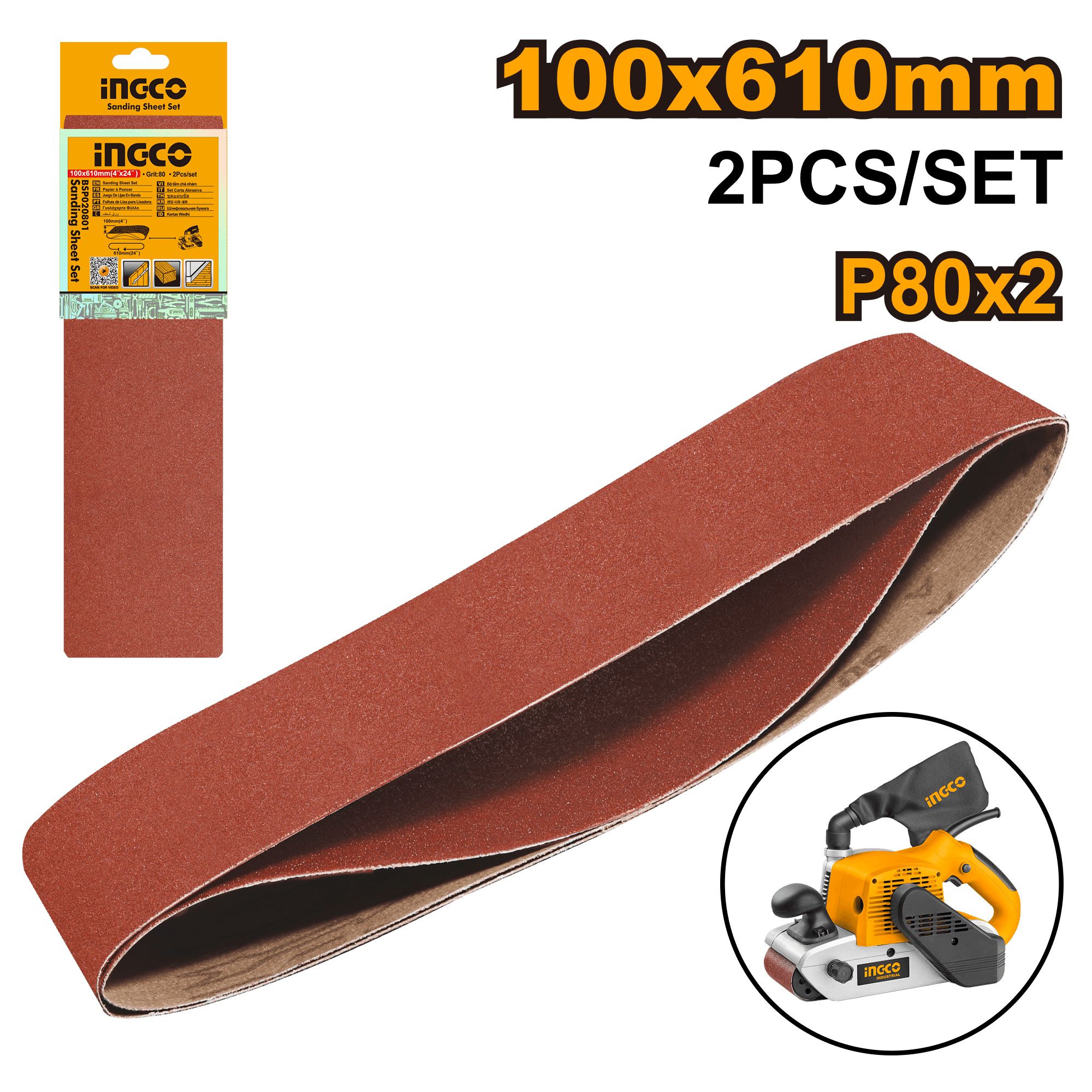 Set 2 Benzi pentru Slefuitor cu Banda 610mmx100mm