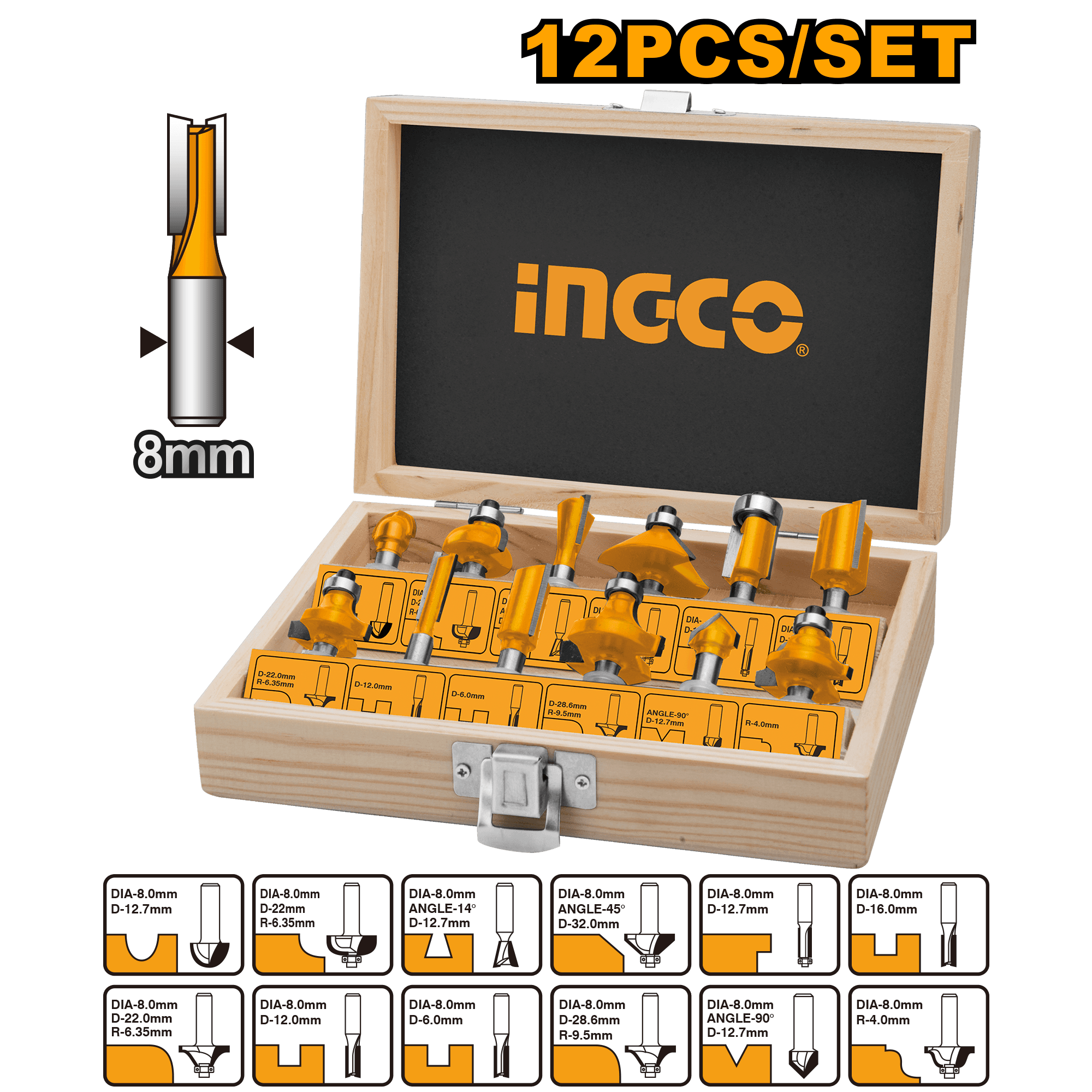 Set accesorii oberfreza 12pcs