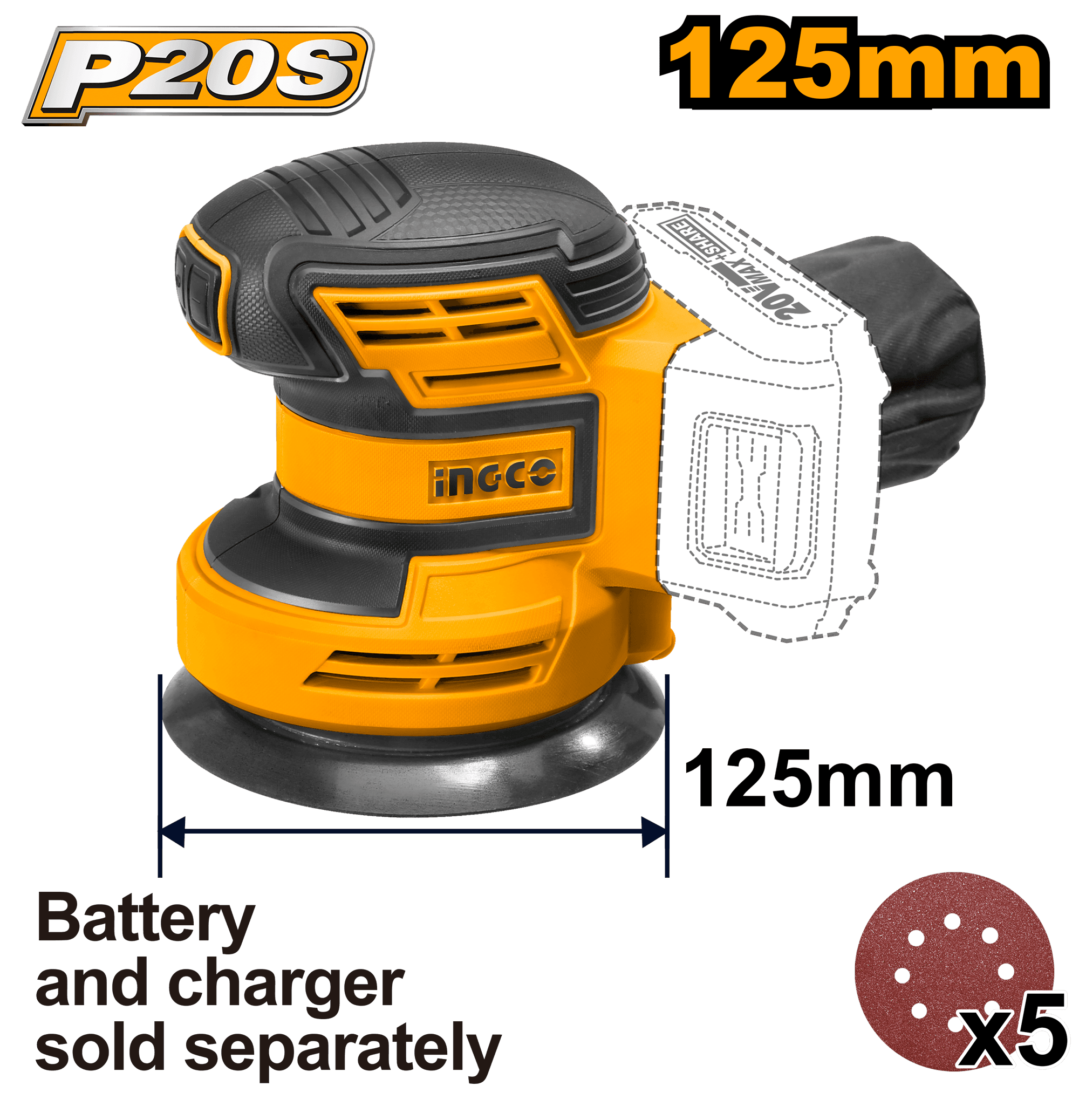 Slefuitor 20V -125mm fara Baterie