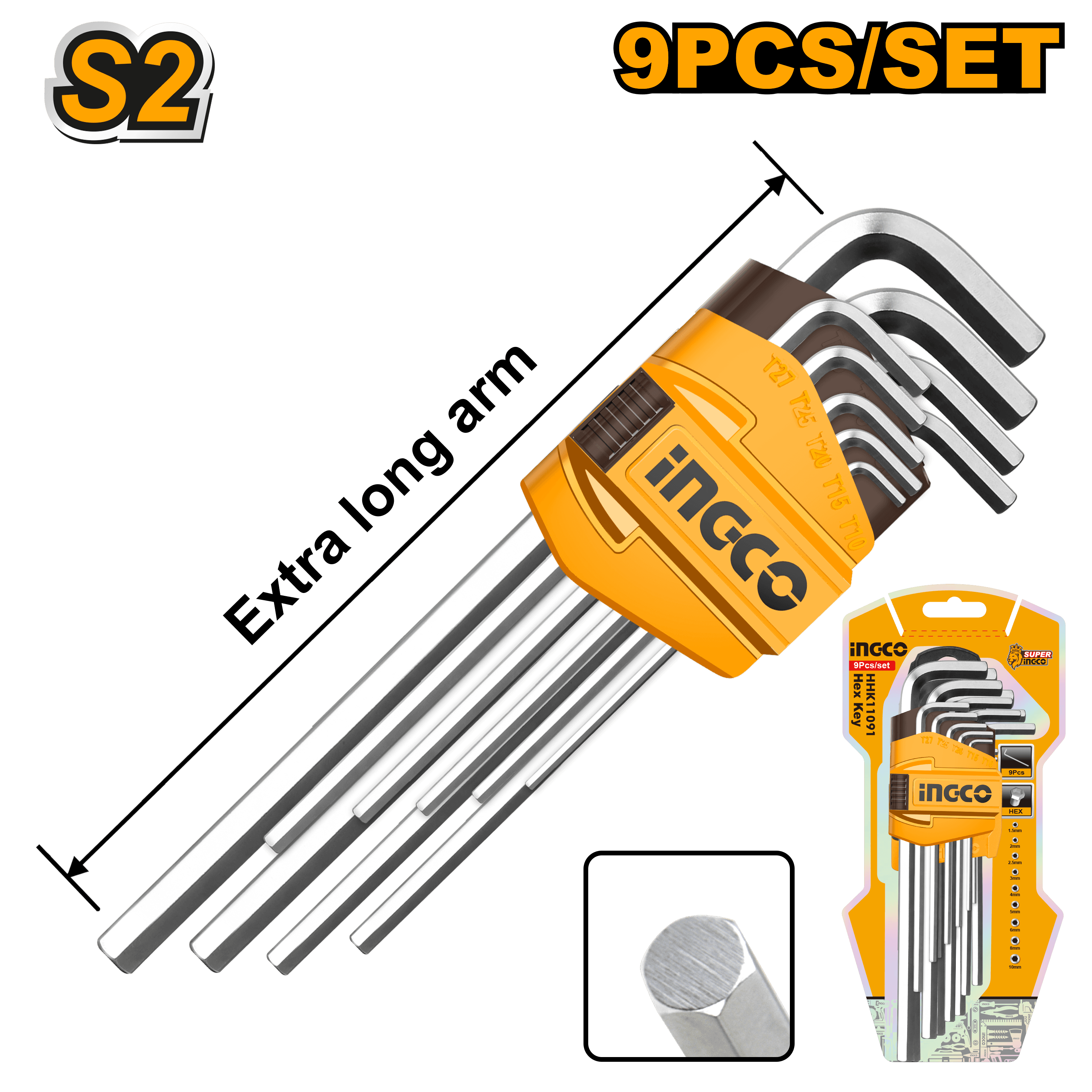 Set Imbusuri Lungi 1.5-10mm Cr-V 9pcs