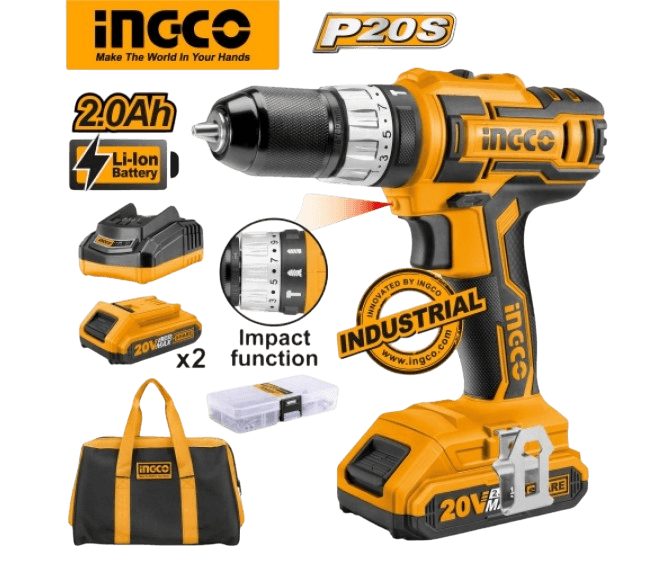 Bormasina cu Impact + 2 Acumulatori 20V si Accesorii