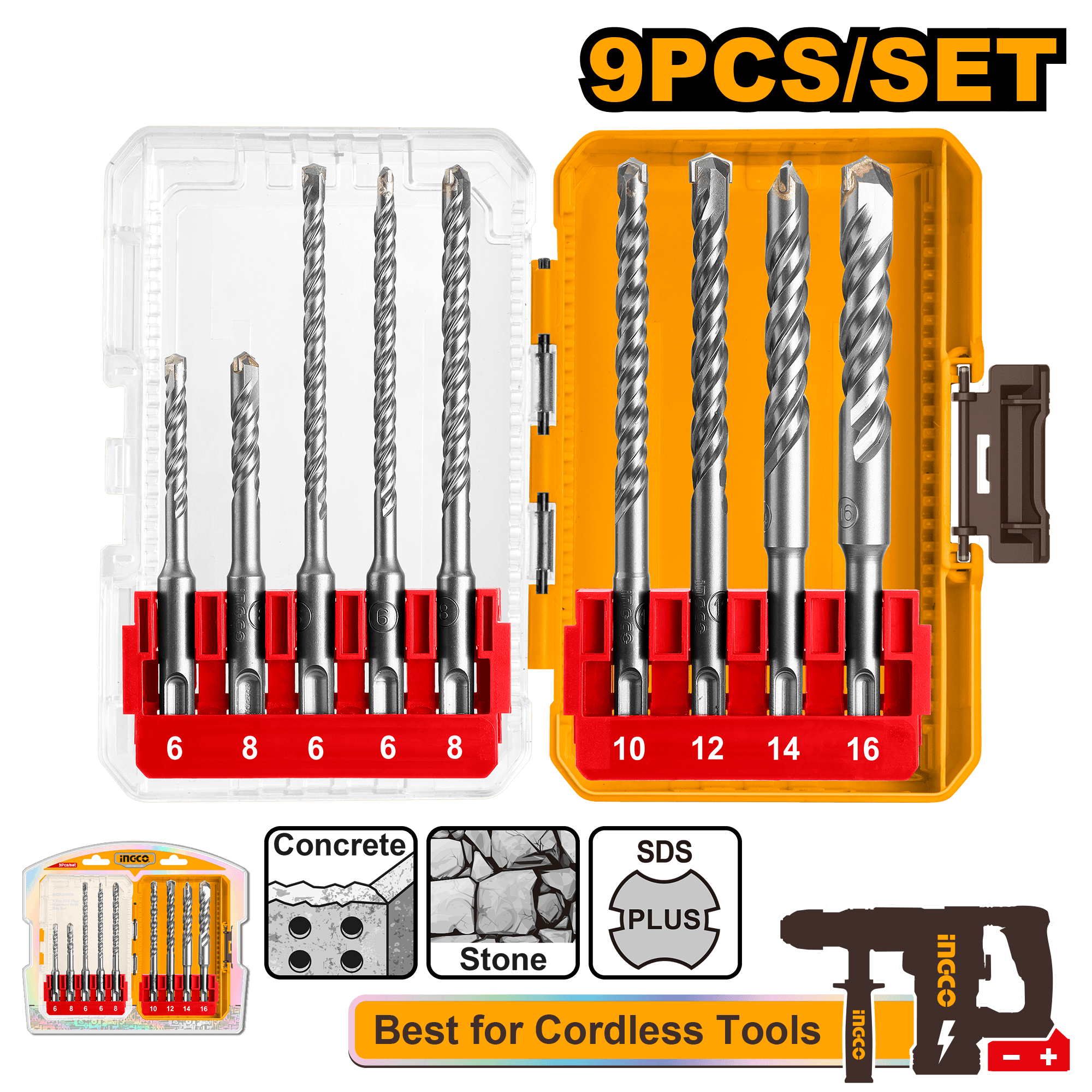 Burghie SDS PLUS pentru Beton Set 9buc