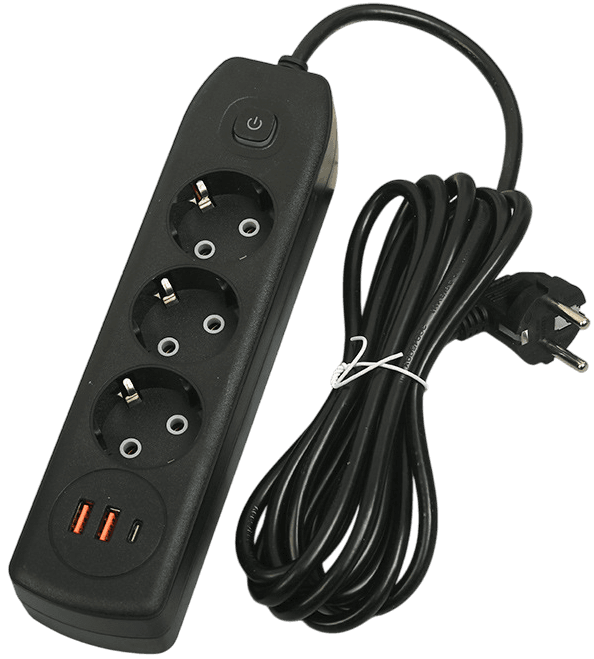 Prelungitor cu 3 Prize + 2 USB si Intrerupator 3-5m