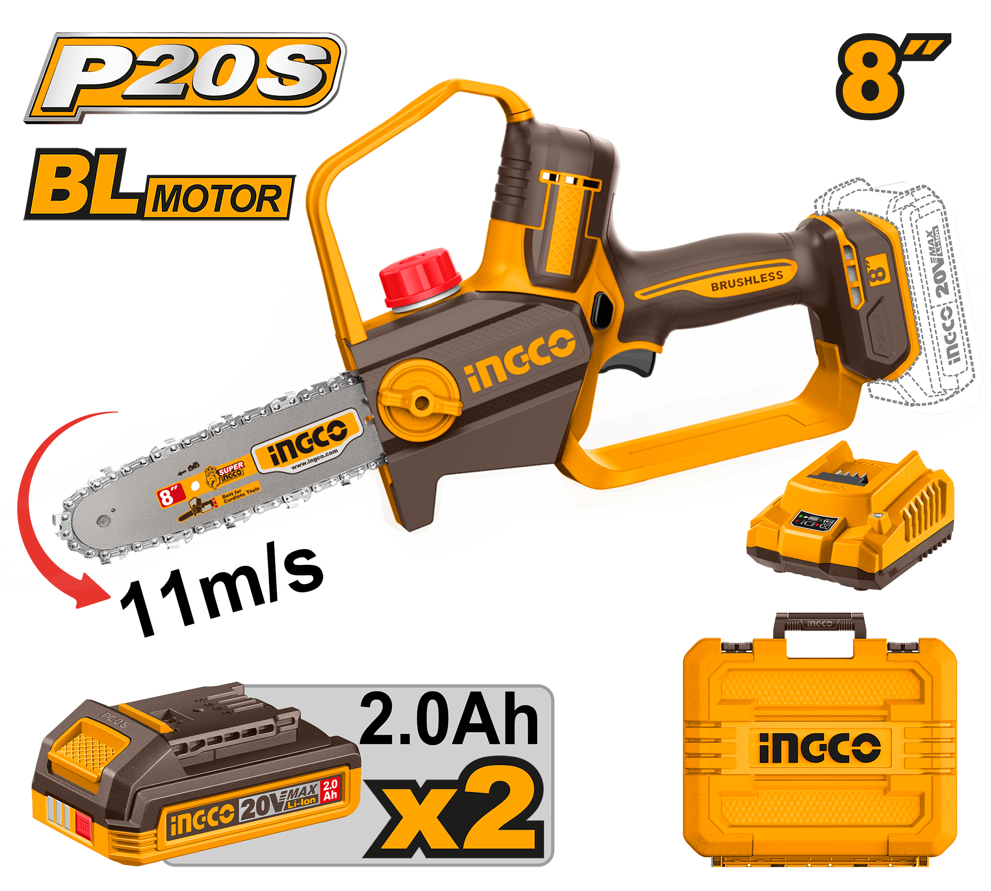 Fierastrau de Mana 20V 20cm cu 2 Acumulatori
