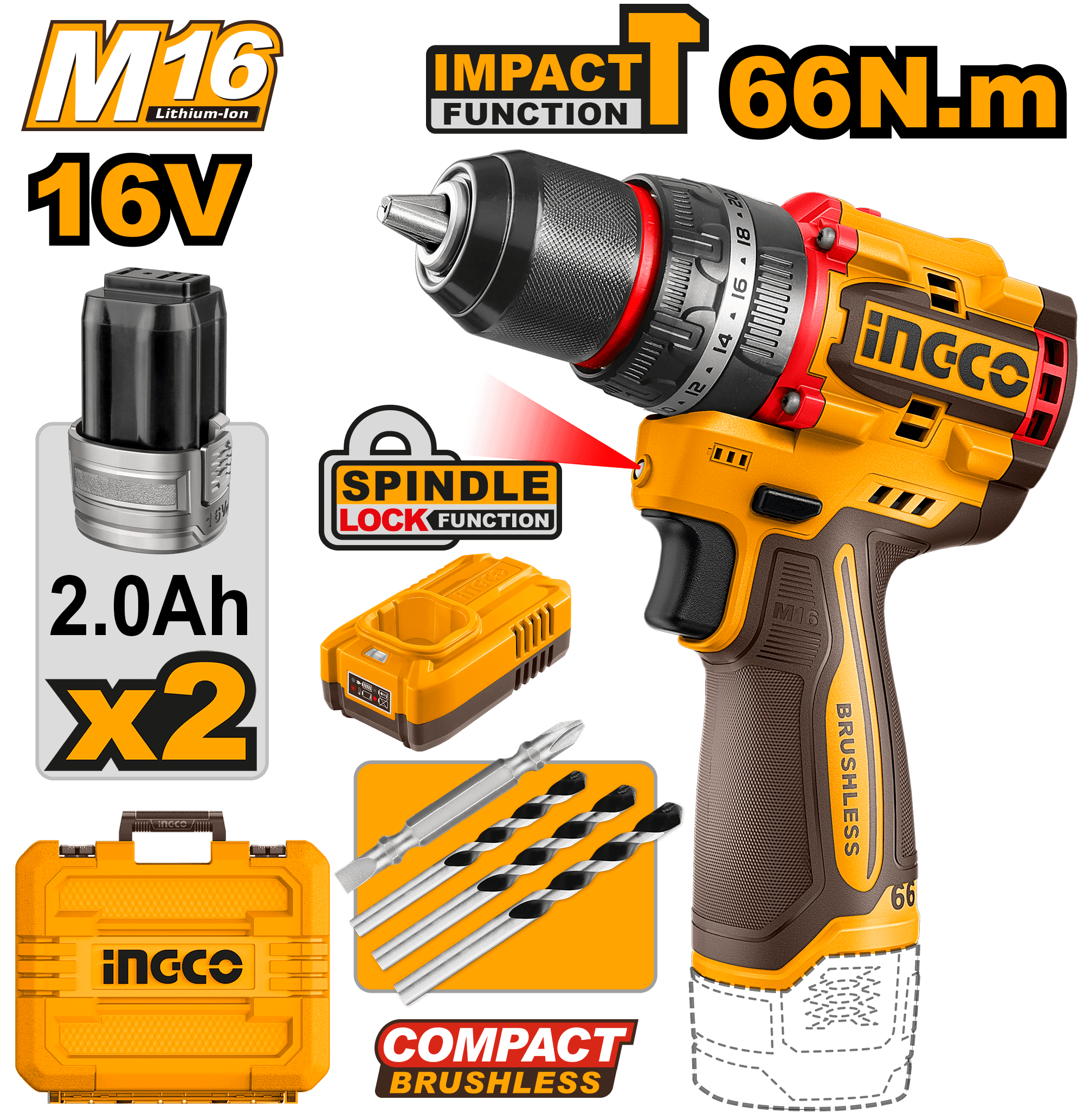 Bormasina 16V 66Nm cu Impact