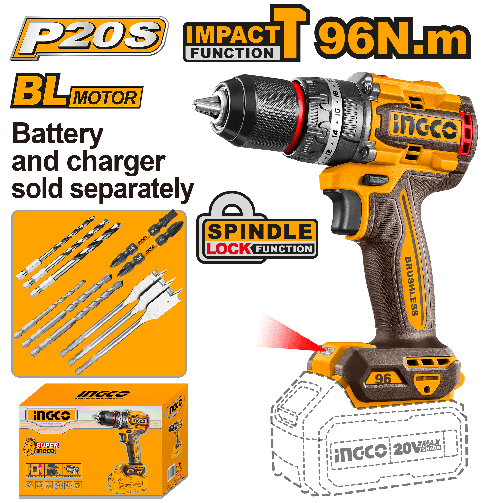 Bormasina 20V BL 96nm