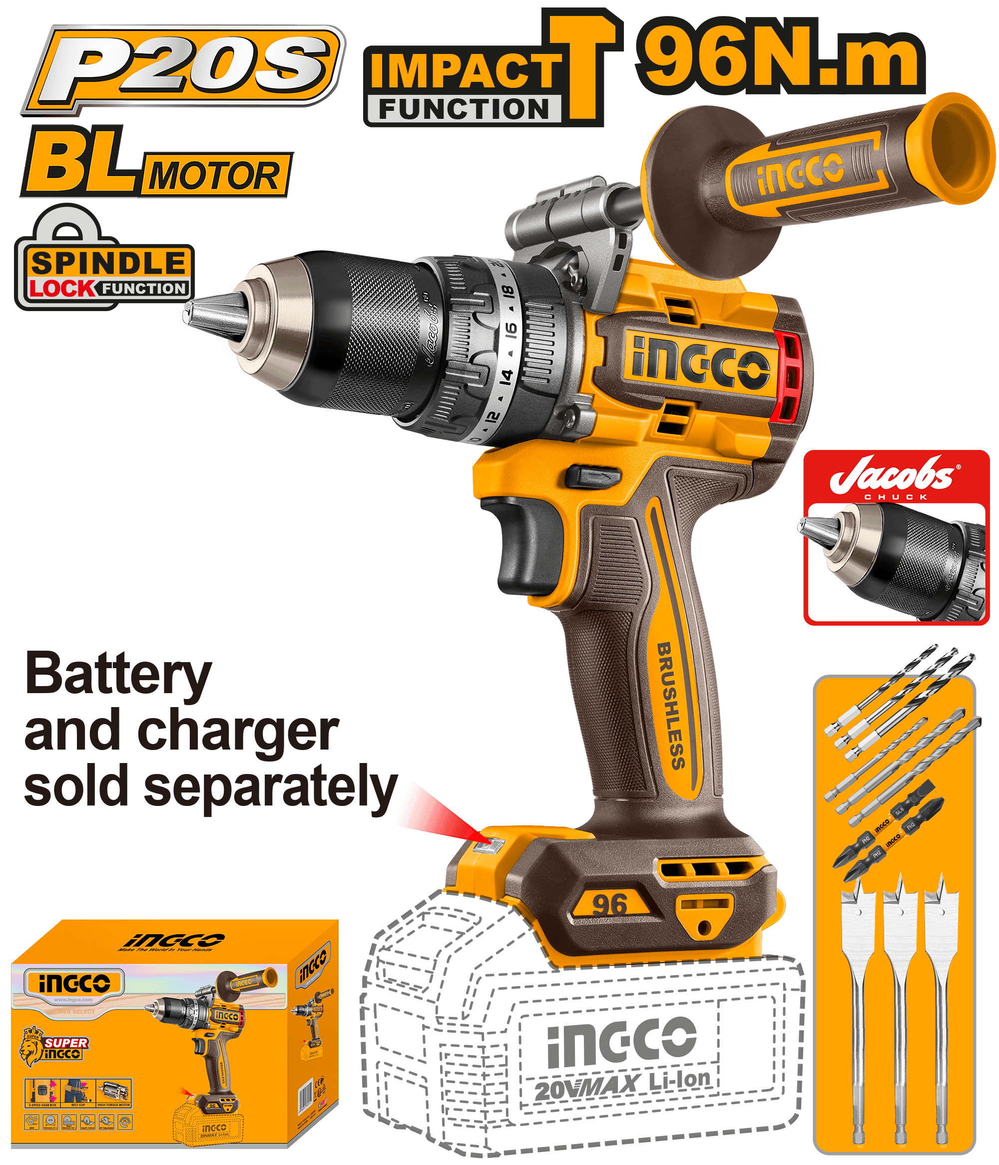 Bormasina 20V 96Nm cu Impact 