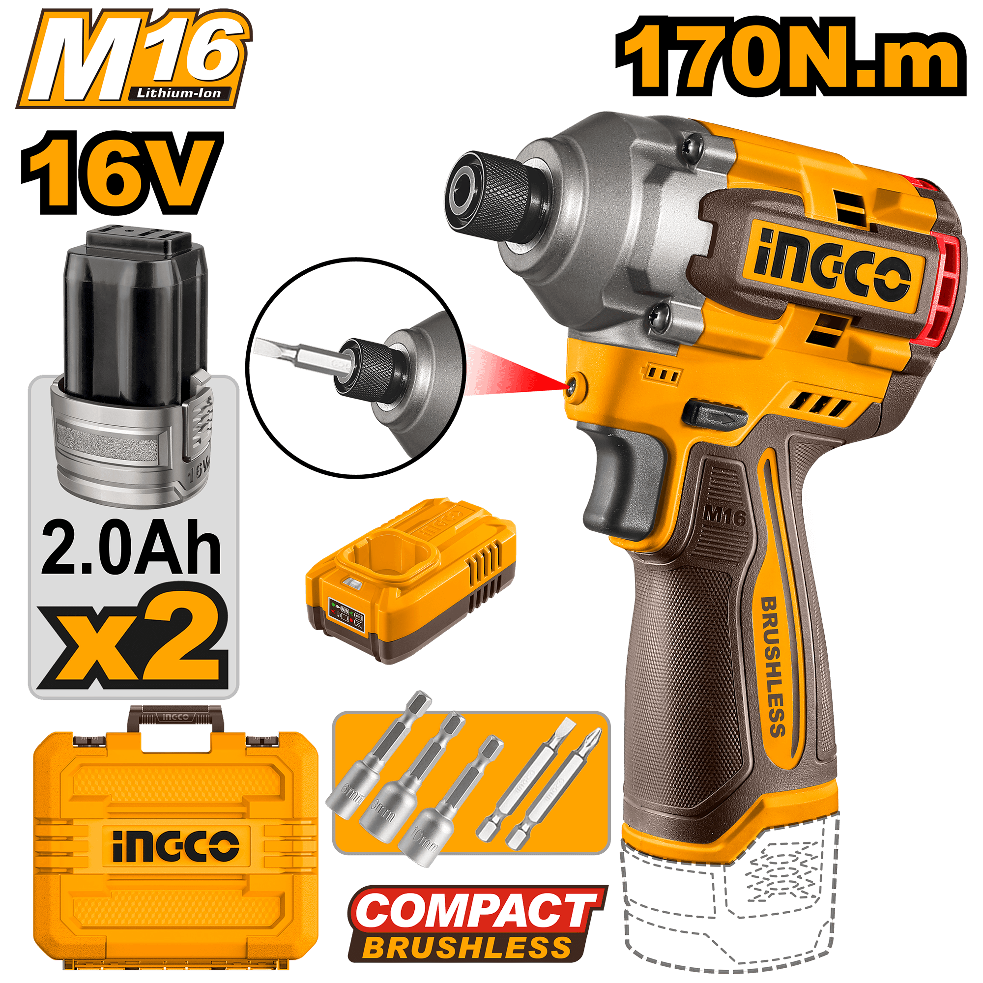 Bormasina 16V 170Nm cu Impact