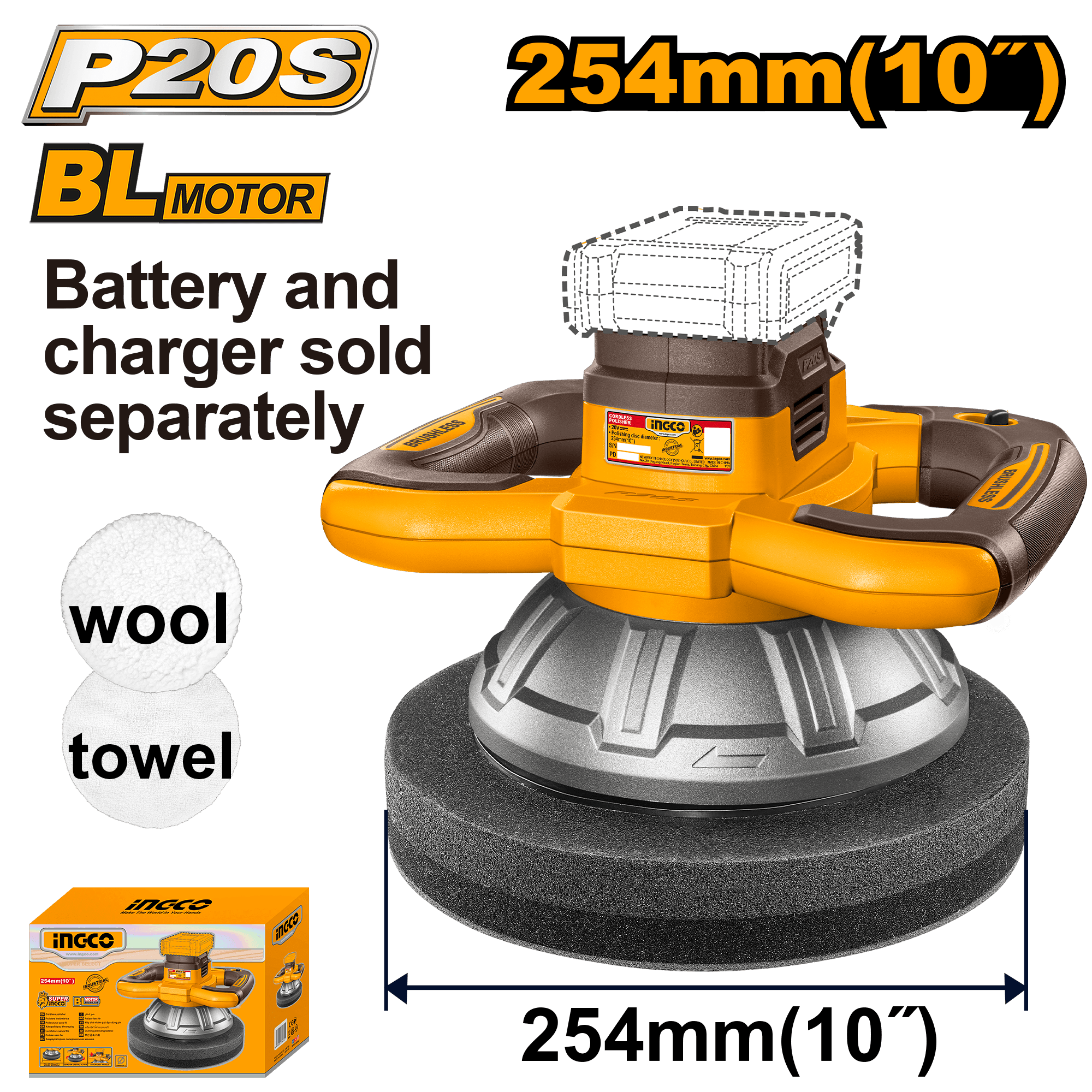 Aparat Polish 20V Motor BL 254mm