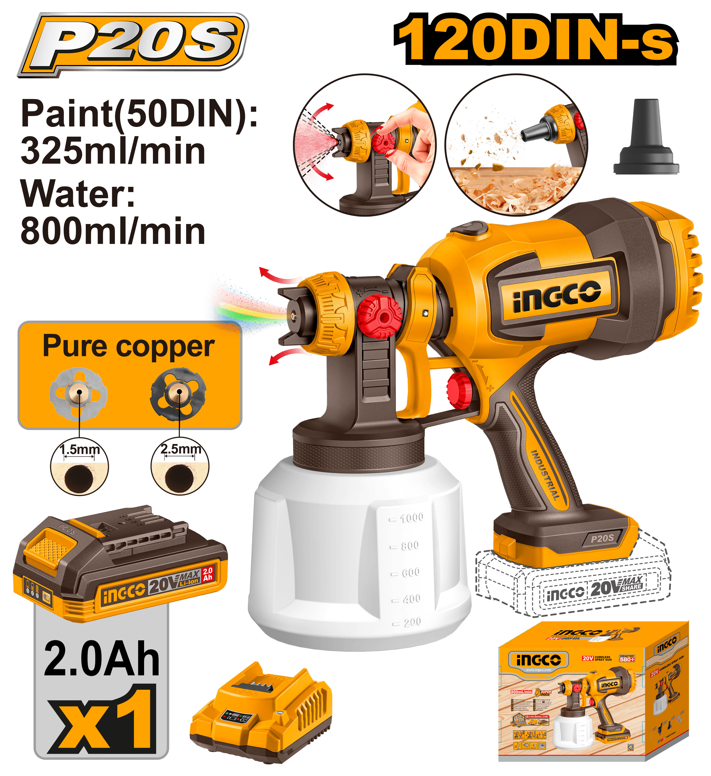 Pistol Vopsit 20V 800ml cu Acumulator