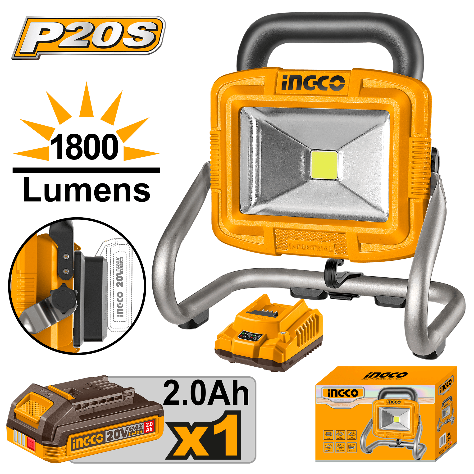 Proiector Led 20V 1800 Lumeni cu Baterie