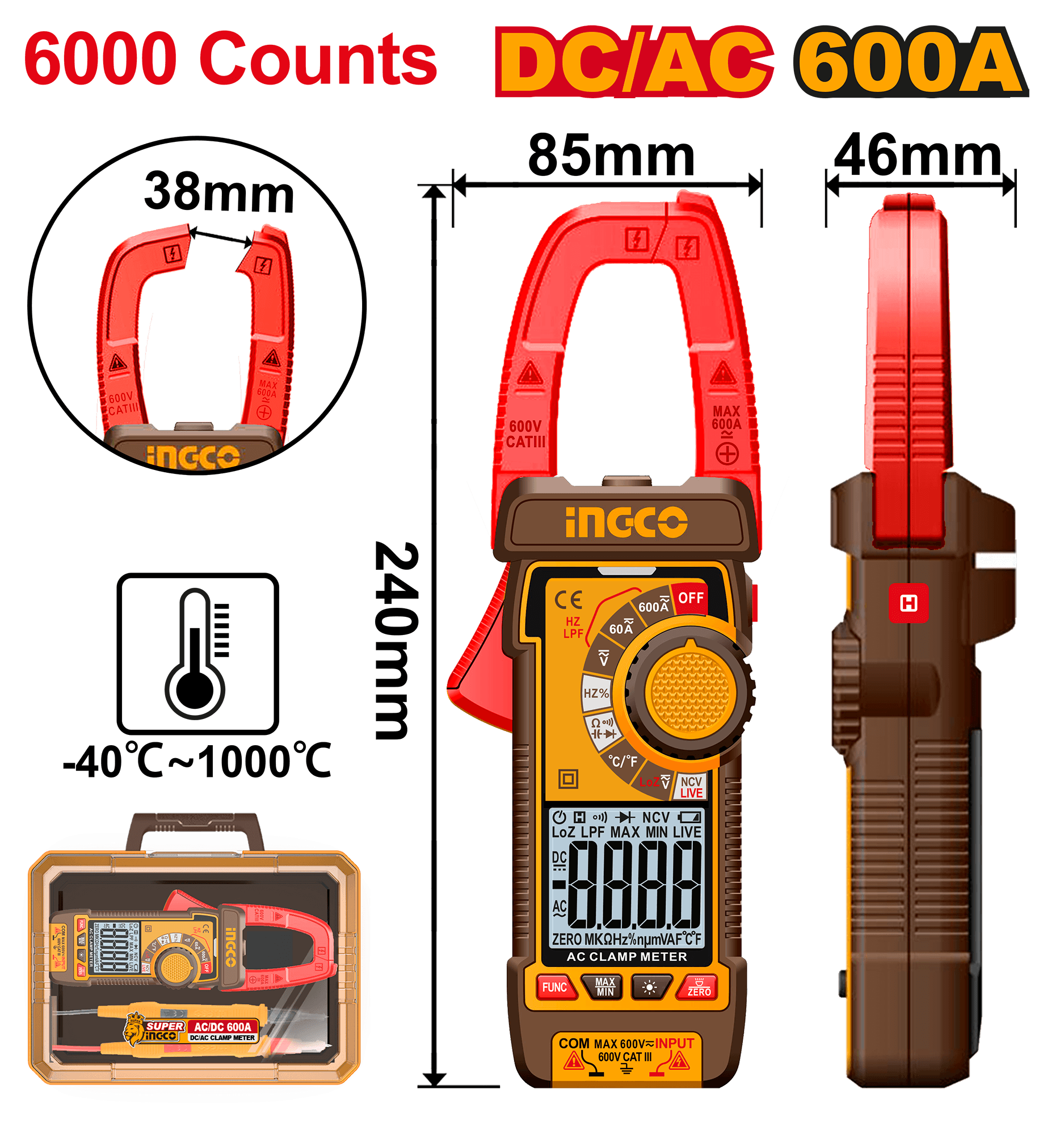 Multimetru / Clampmetru DC/AC 600A Industrial 6000 Puncte