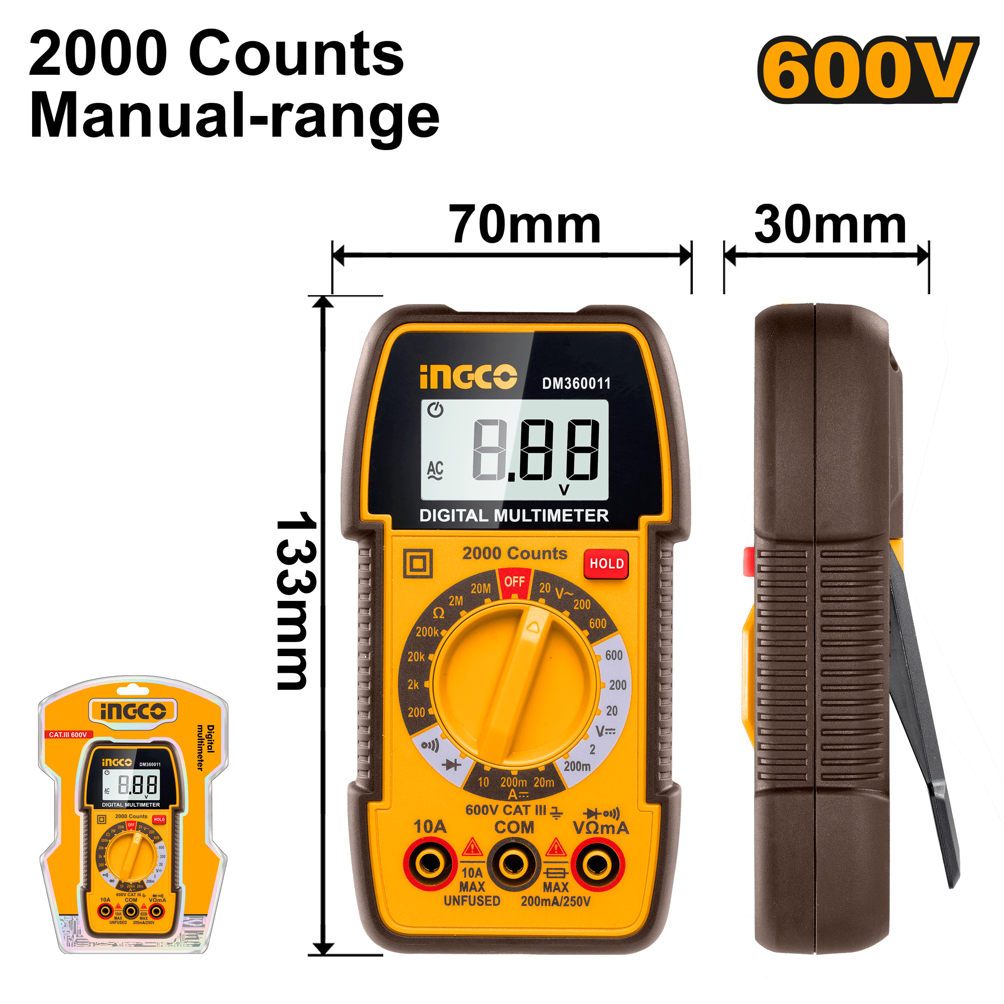 Multimetru Digital 600V Industrial 2000 Puncte