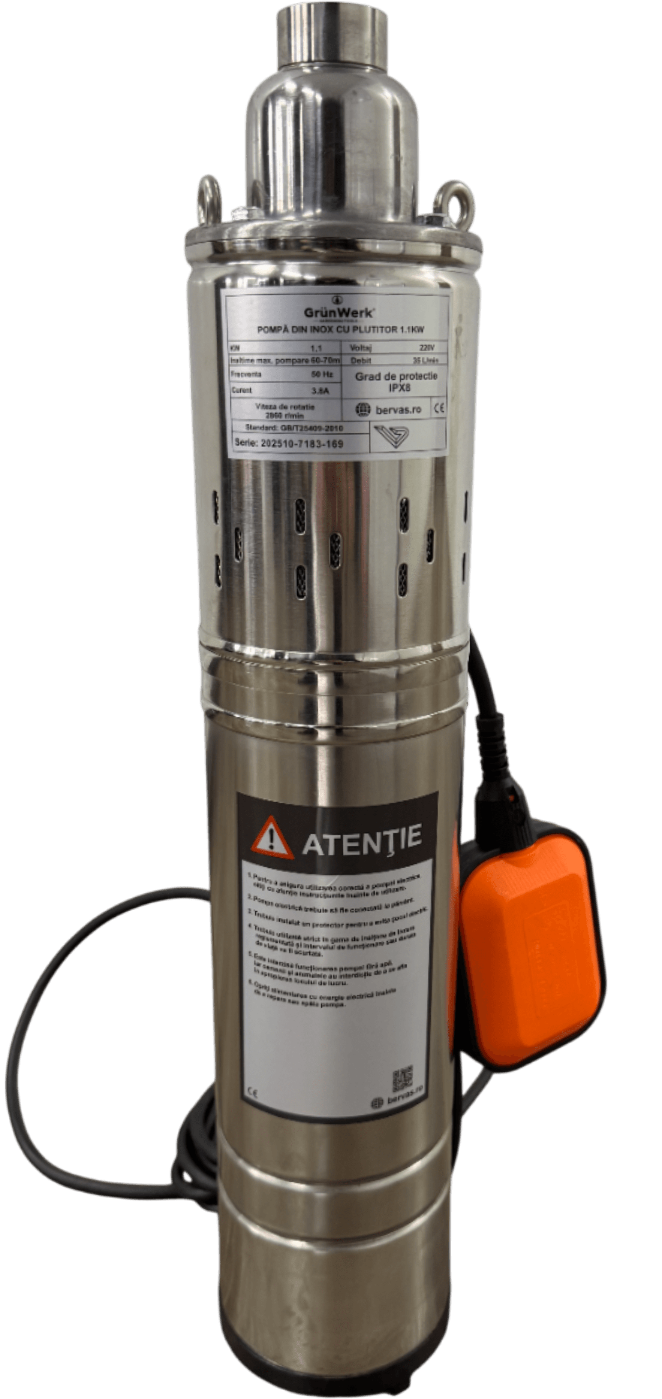 Pompa Inox cu Snec 1.1kw cu Plutitor GW