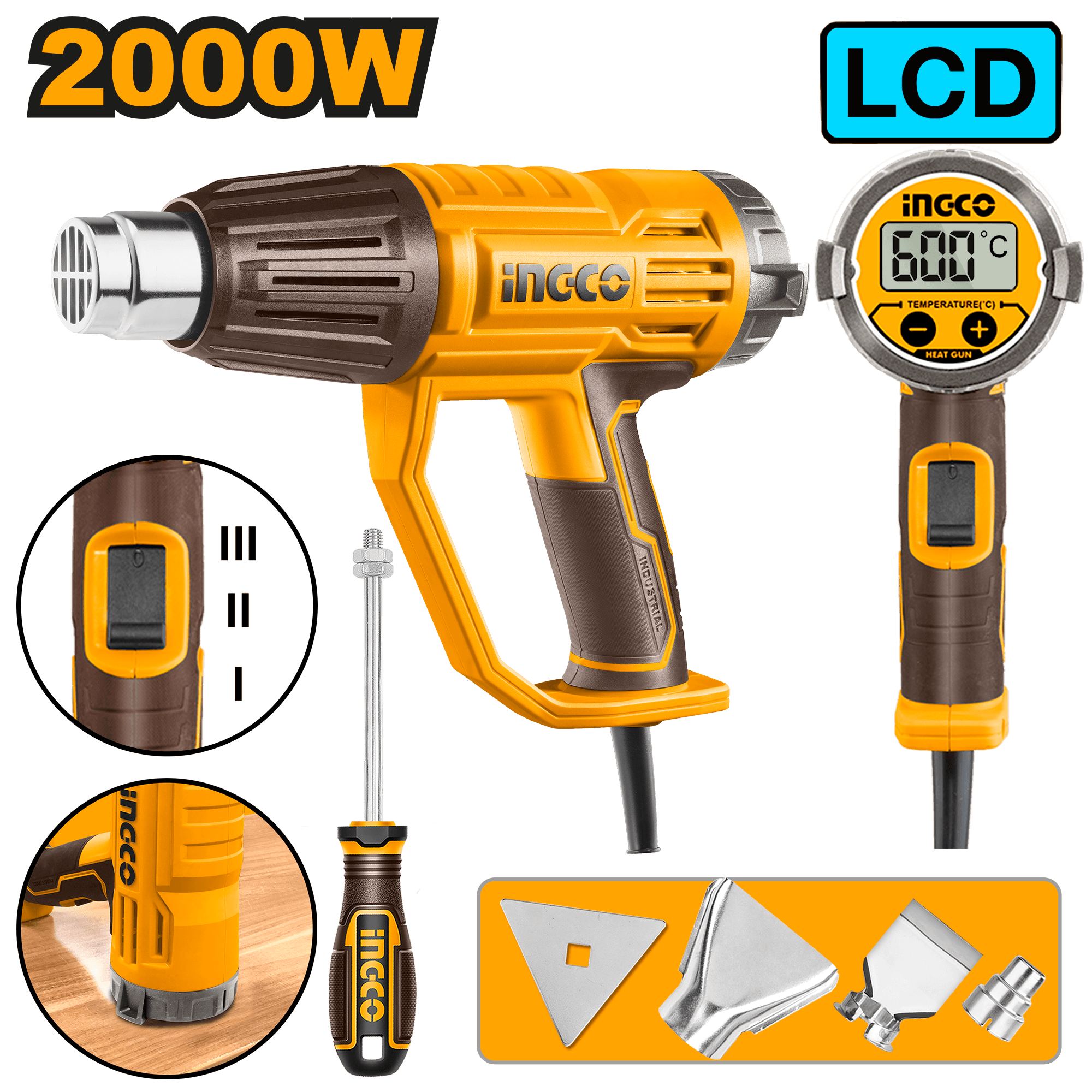 Pistol cu Aer Cald 2000W cu Afisaj Digital