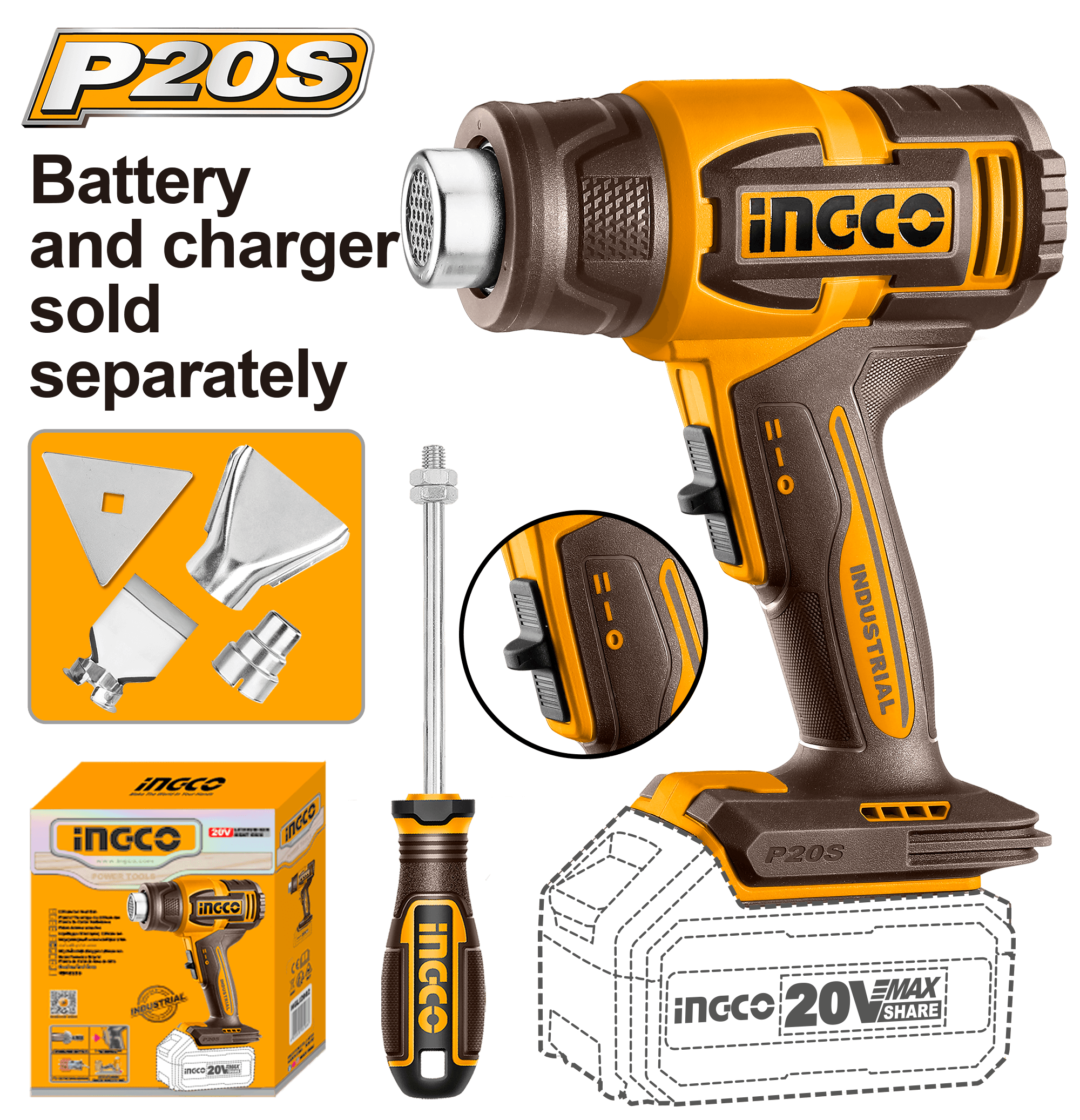 Pistol cu aer cald 20V (nou)