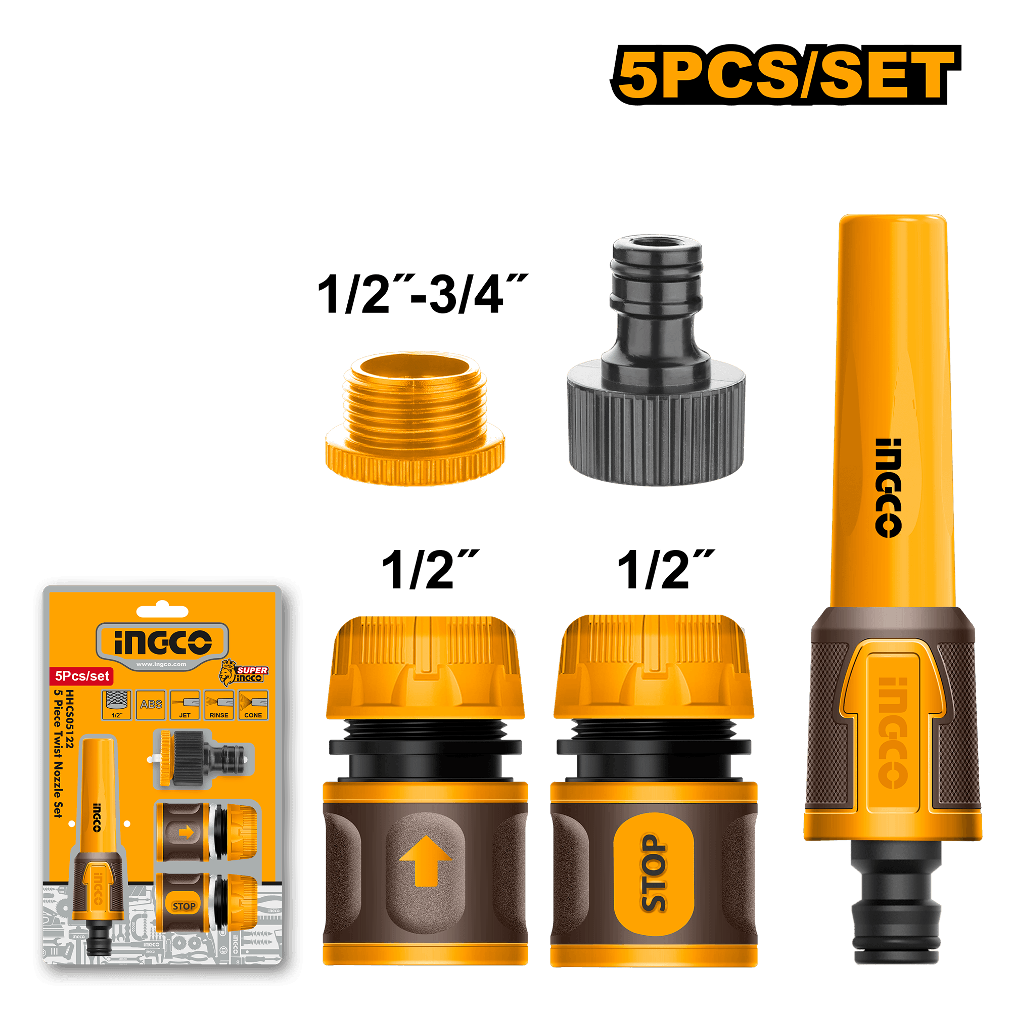 Accesori Furtun Stropit 1/2 cu Adaptor 3/4 5buc