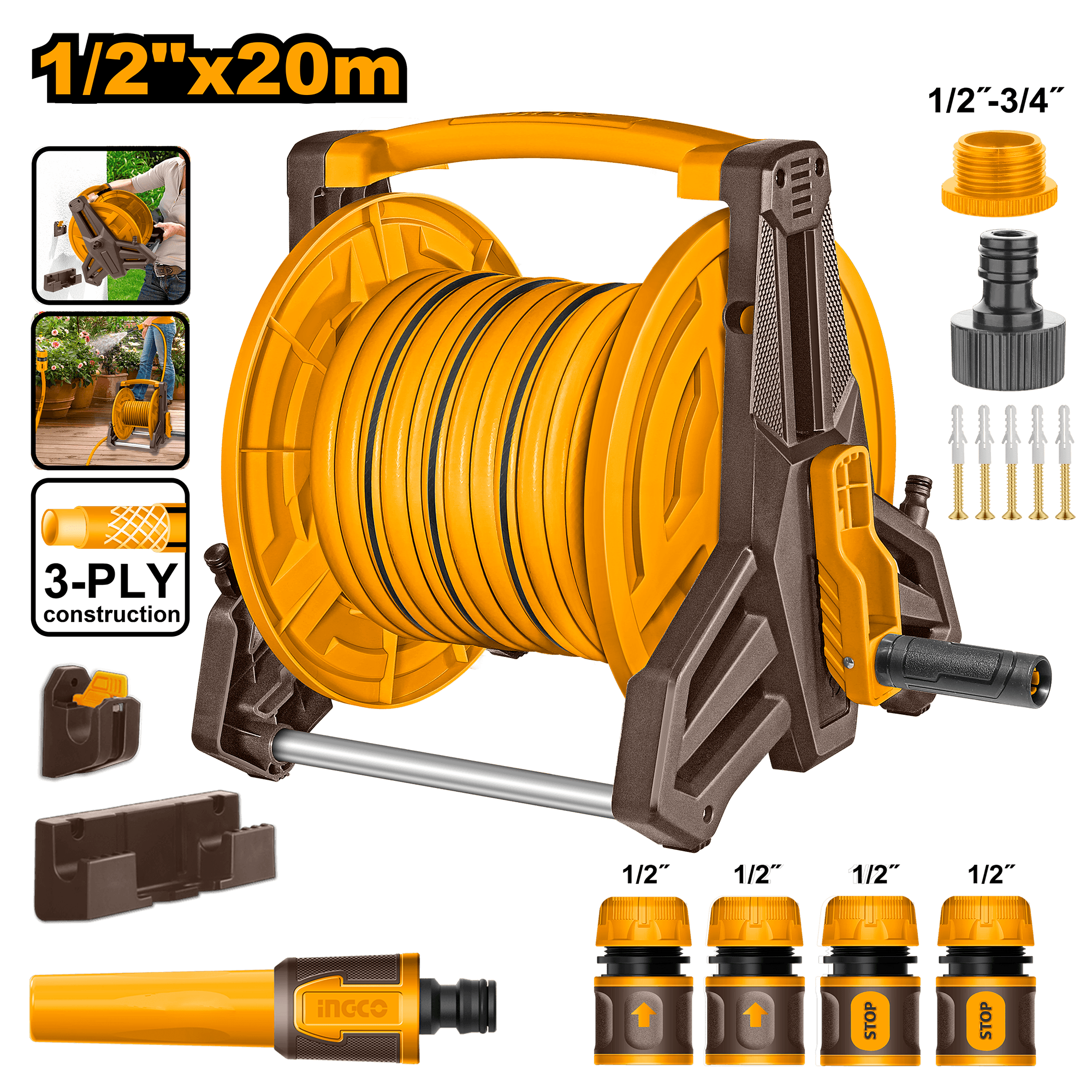 Suport cu Furtun 20m 1/2 si Accesorii