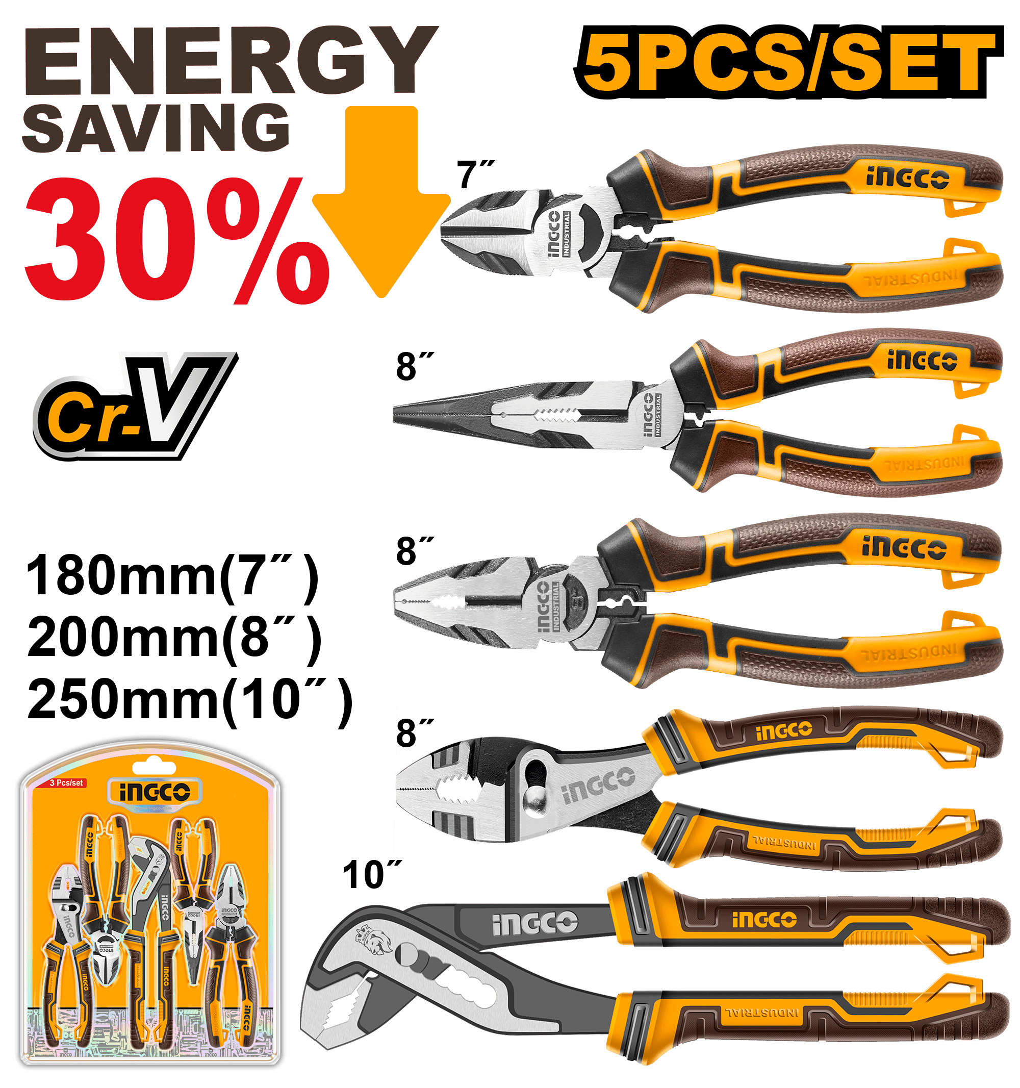 Patenti cu Maner Cauciucat Set 5buc