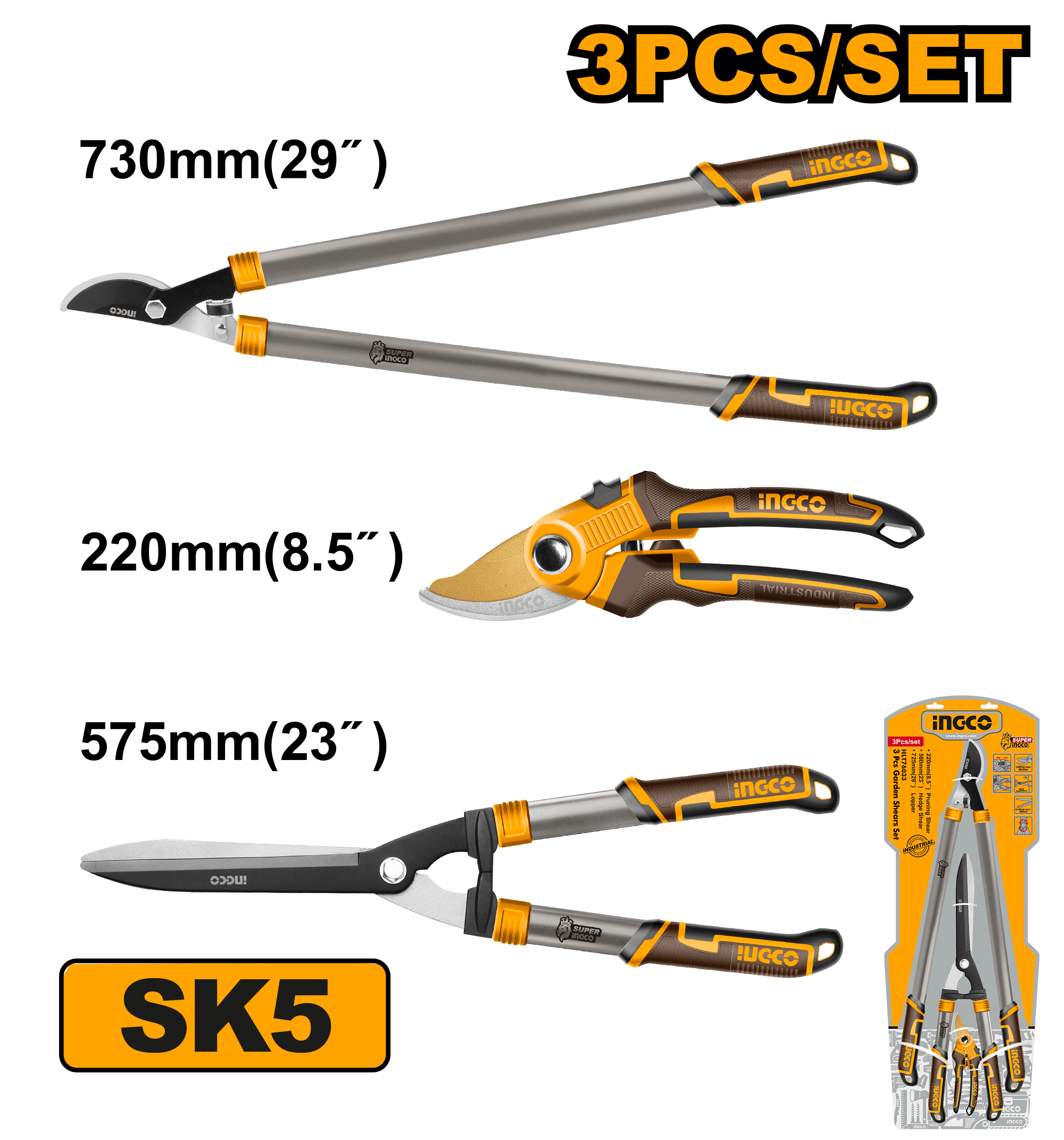 Foarfeca pentru Gard Viu + Foarfeca pentru Pomi Set 3buc