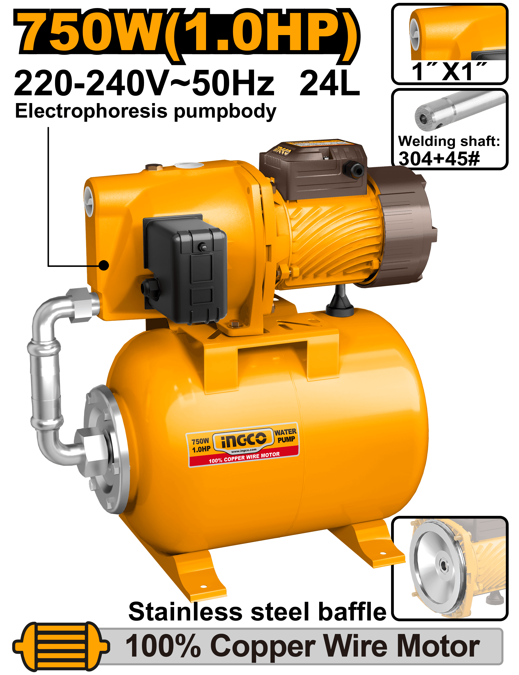 Hidrofor 750W cu Vas 24L 1.0 HP