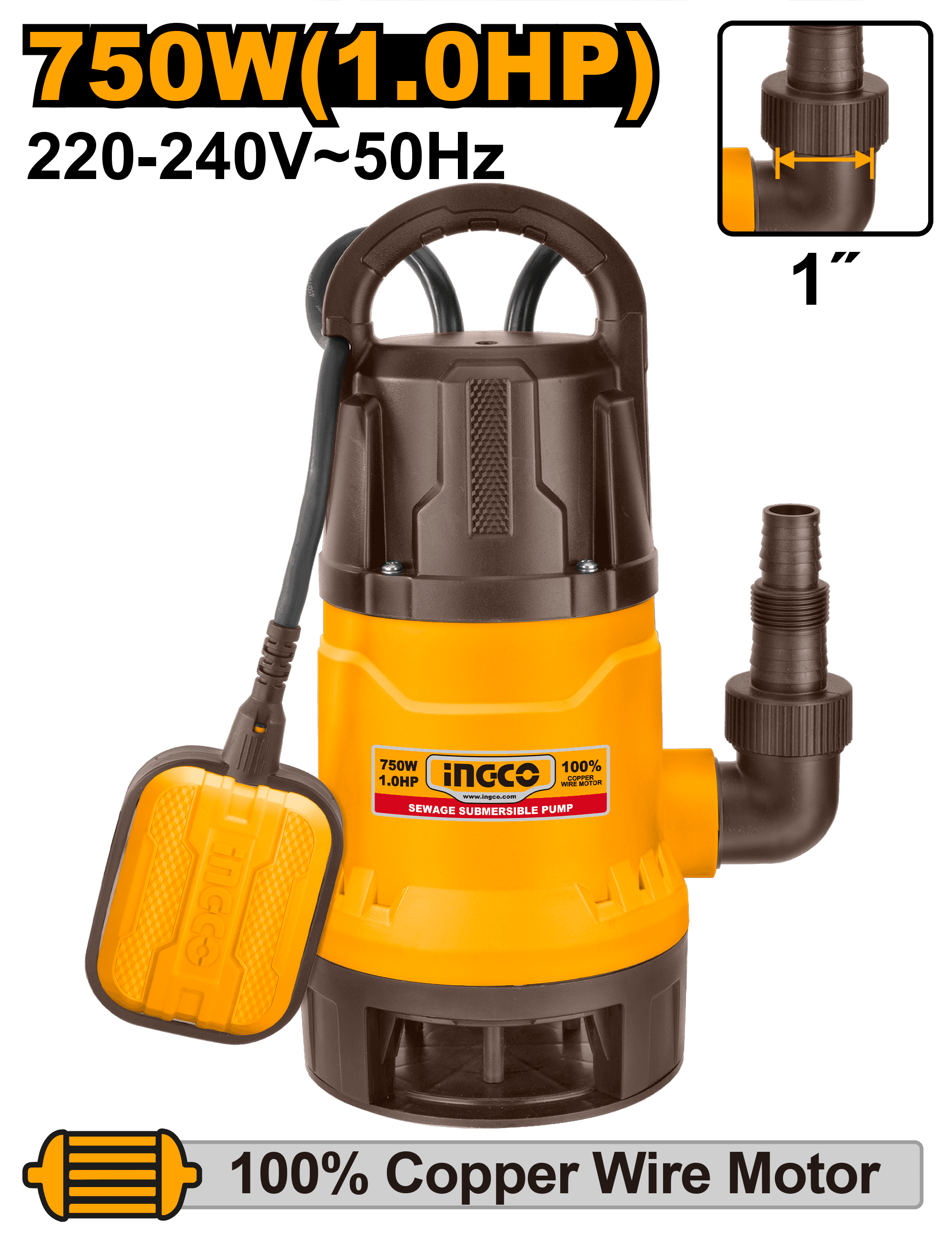 Pompa Submersibila Plastic pt Apa Murdara cu Plutitor 750W 