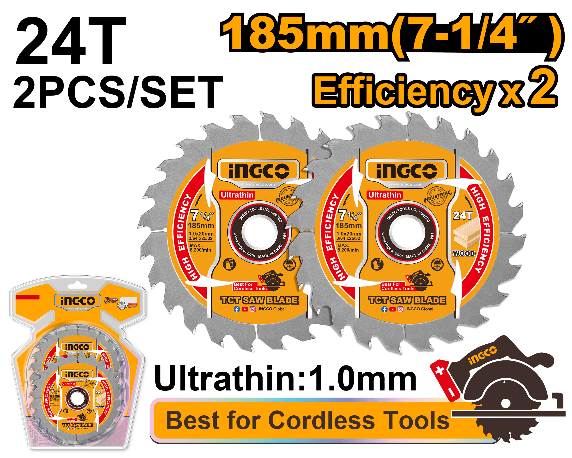 Disc Widia Lemn 165mm - 185mm Ultra Subtire pentru Circular pe Acumulator 2buc/set image