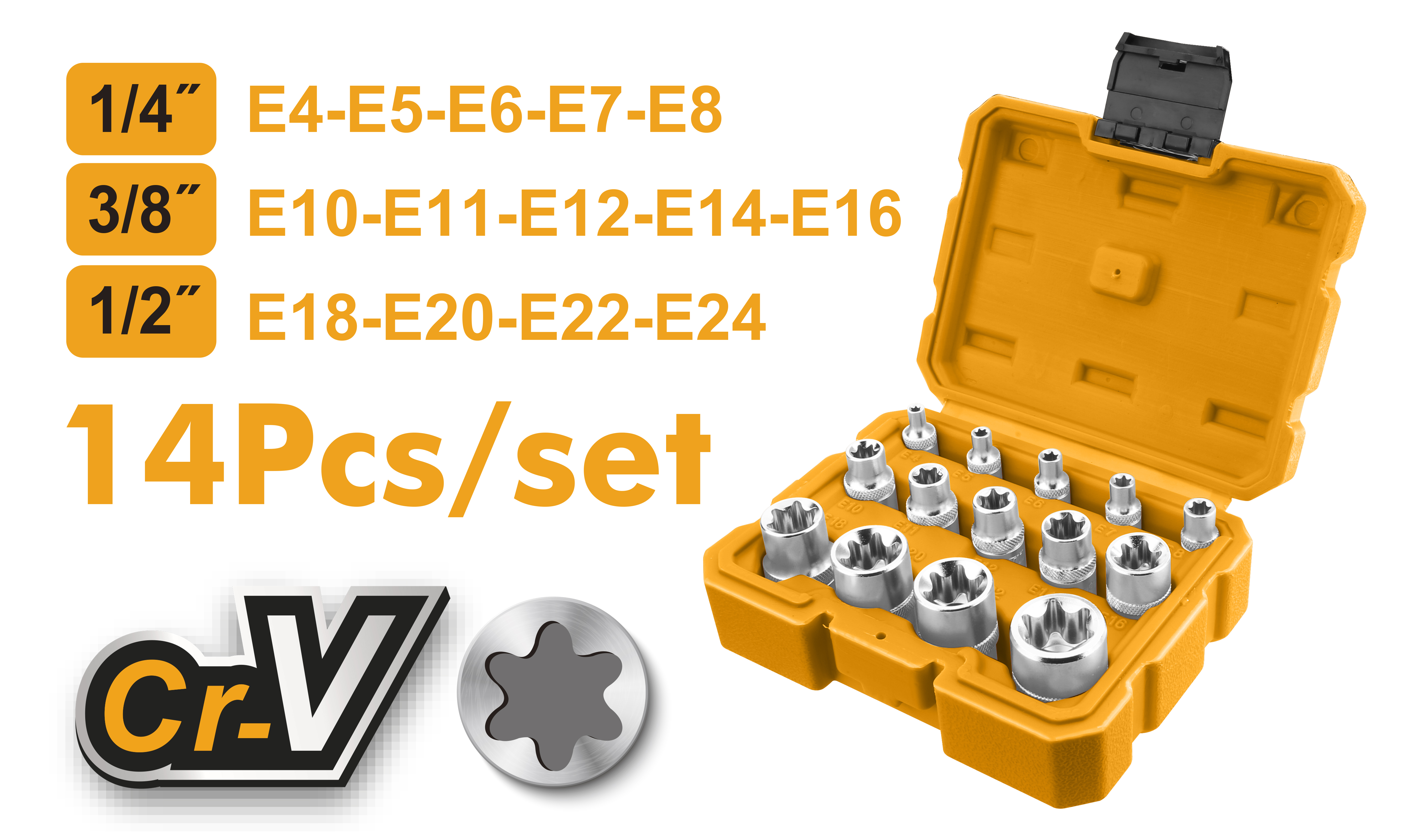 Trusa Chei Tubulare Stea CR-V 14buc