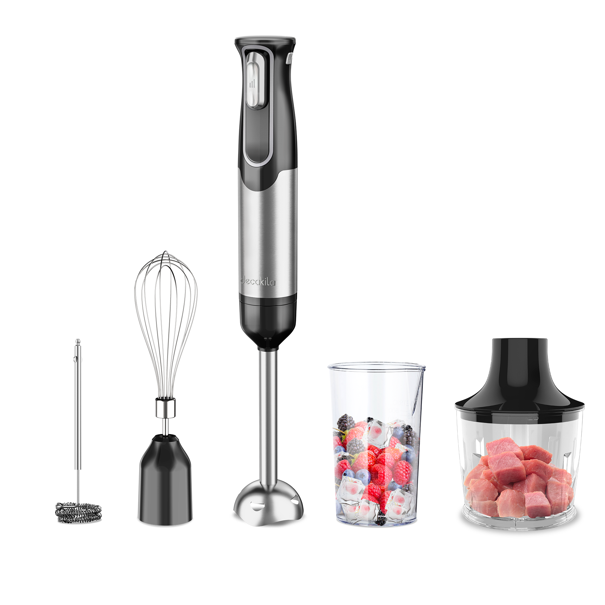 Blender Mixer cu Baterie 5 in 1 Negru/Inox