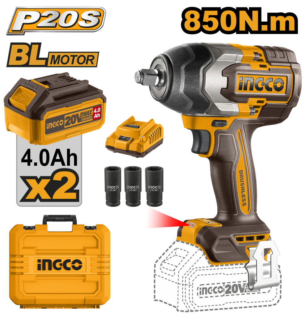 Filetanta 20V BL 1/2 850nm cu 2 x 4.0Ah