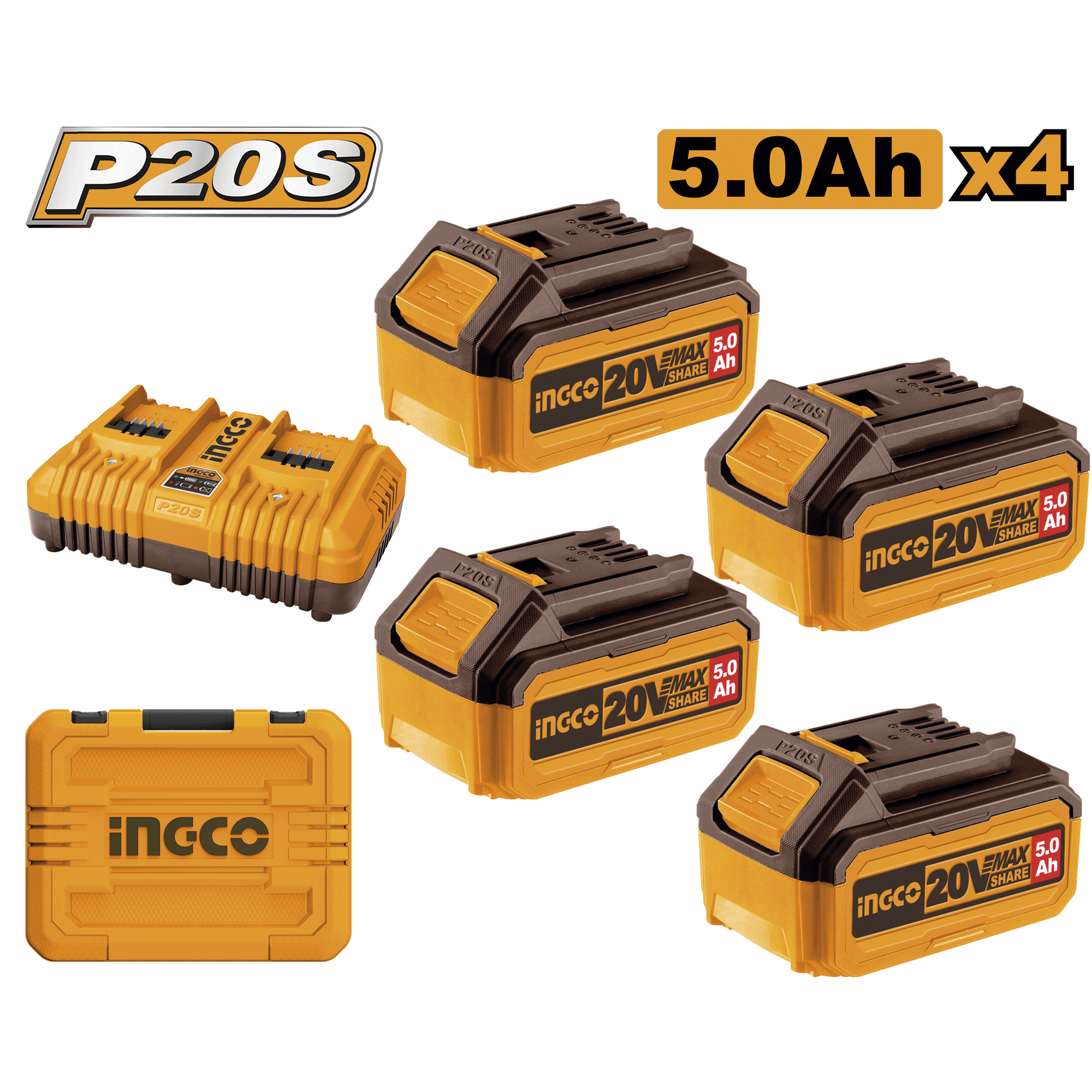 Baterie (Acumulator) 20V 5AH Set 4 buc cu Incarcator Dublu