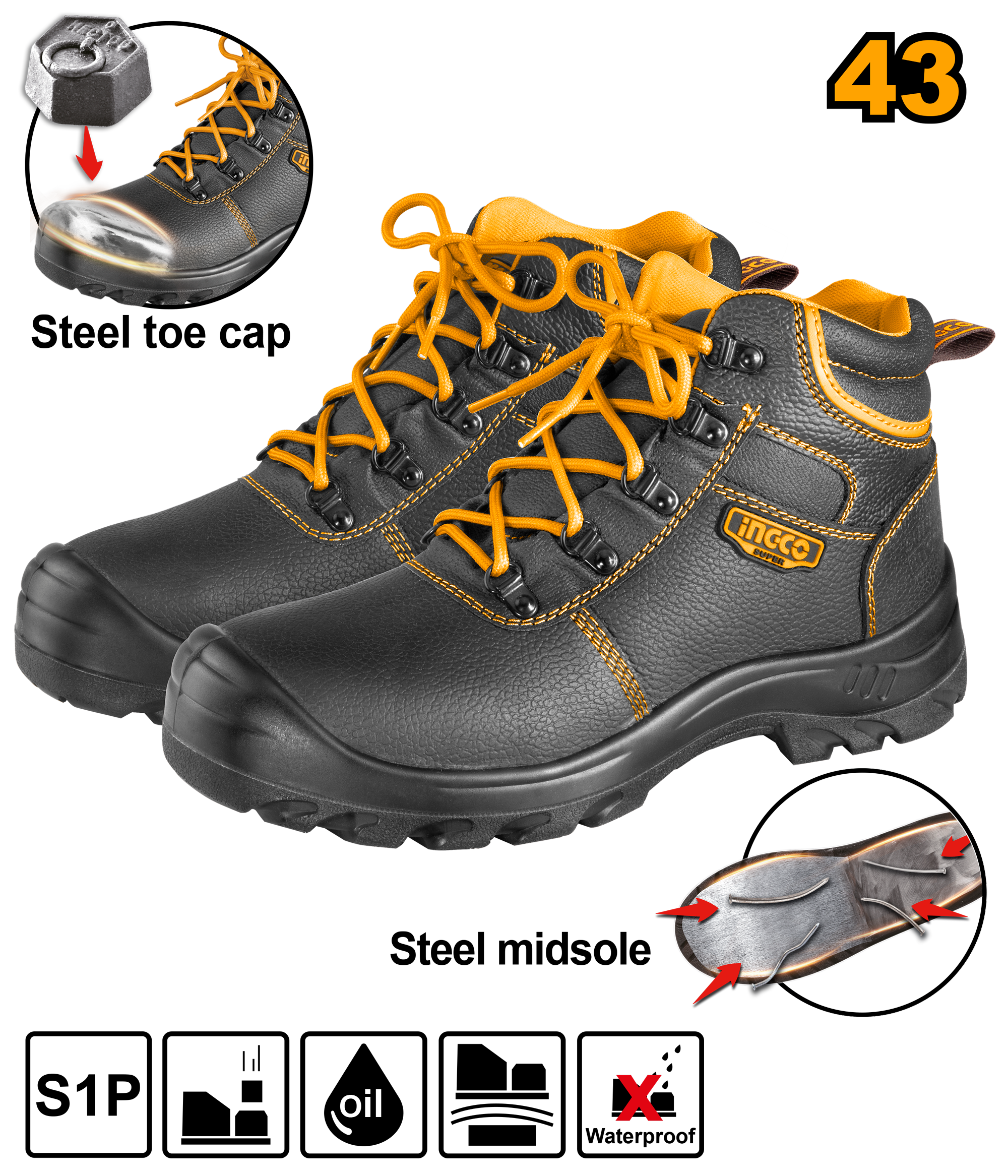 Bocanci Protectie Negri cu Varf Talpa Metalica 39