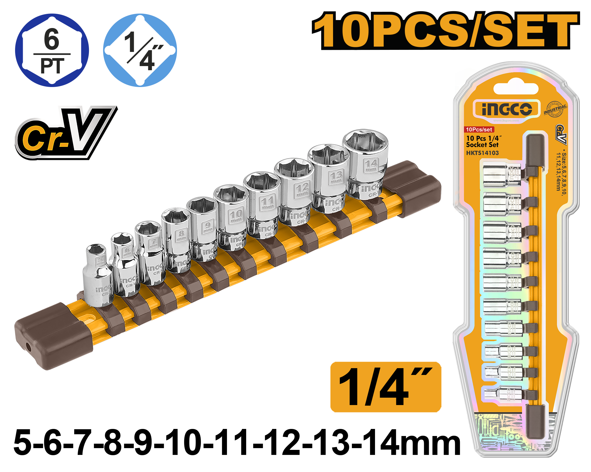 Trusa Chei Tubulare Scurte 1/4 10 Buc