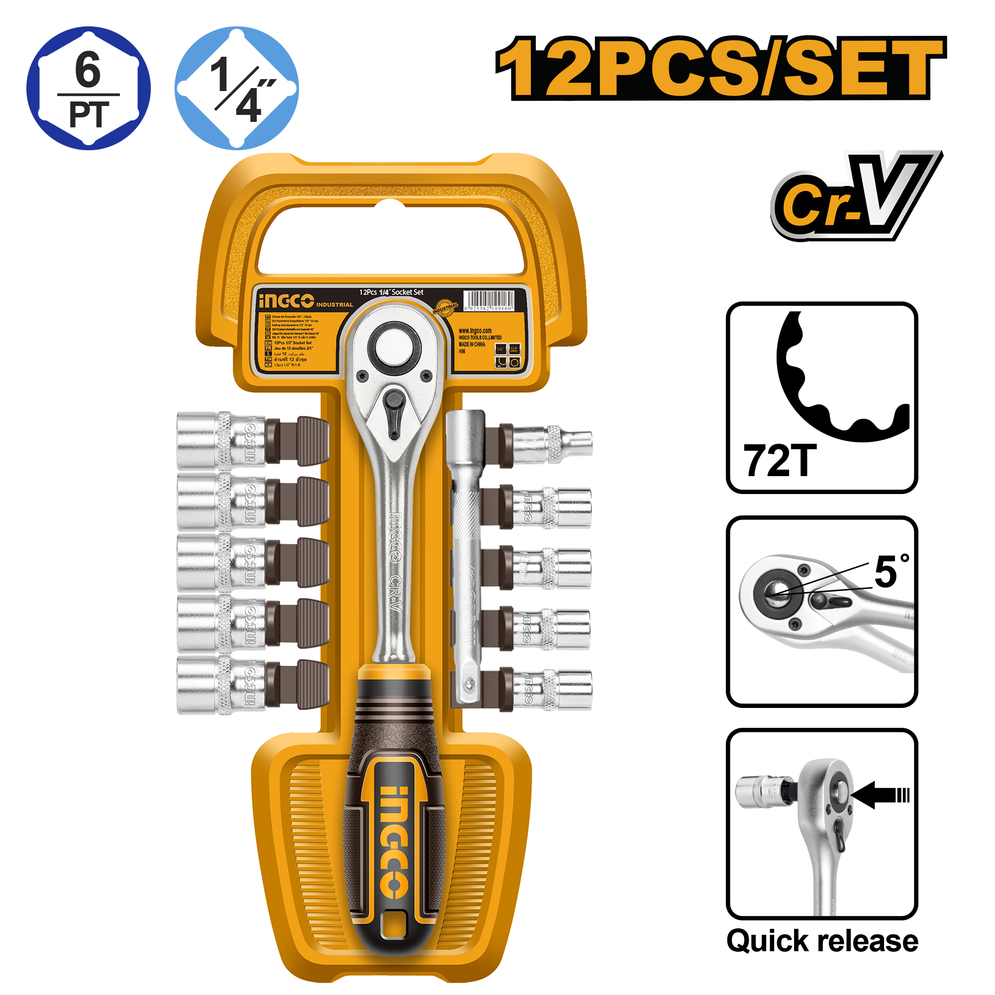 Set Chei Tubulare Clichet 1/4 12pcs