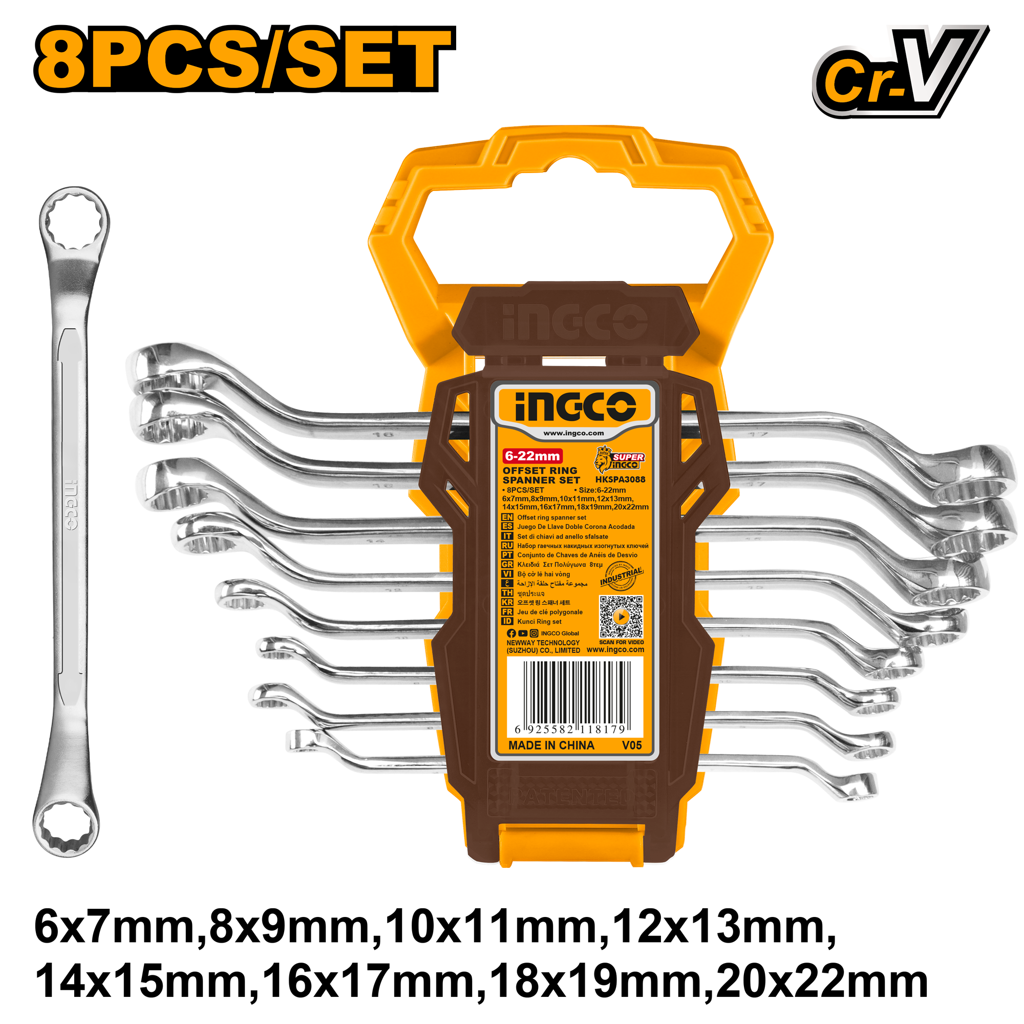 Trusa Chei Inelare Cotite 6-22mm 8buc