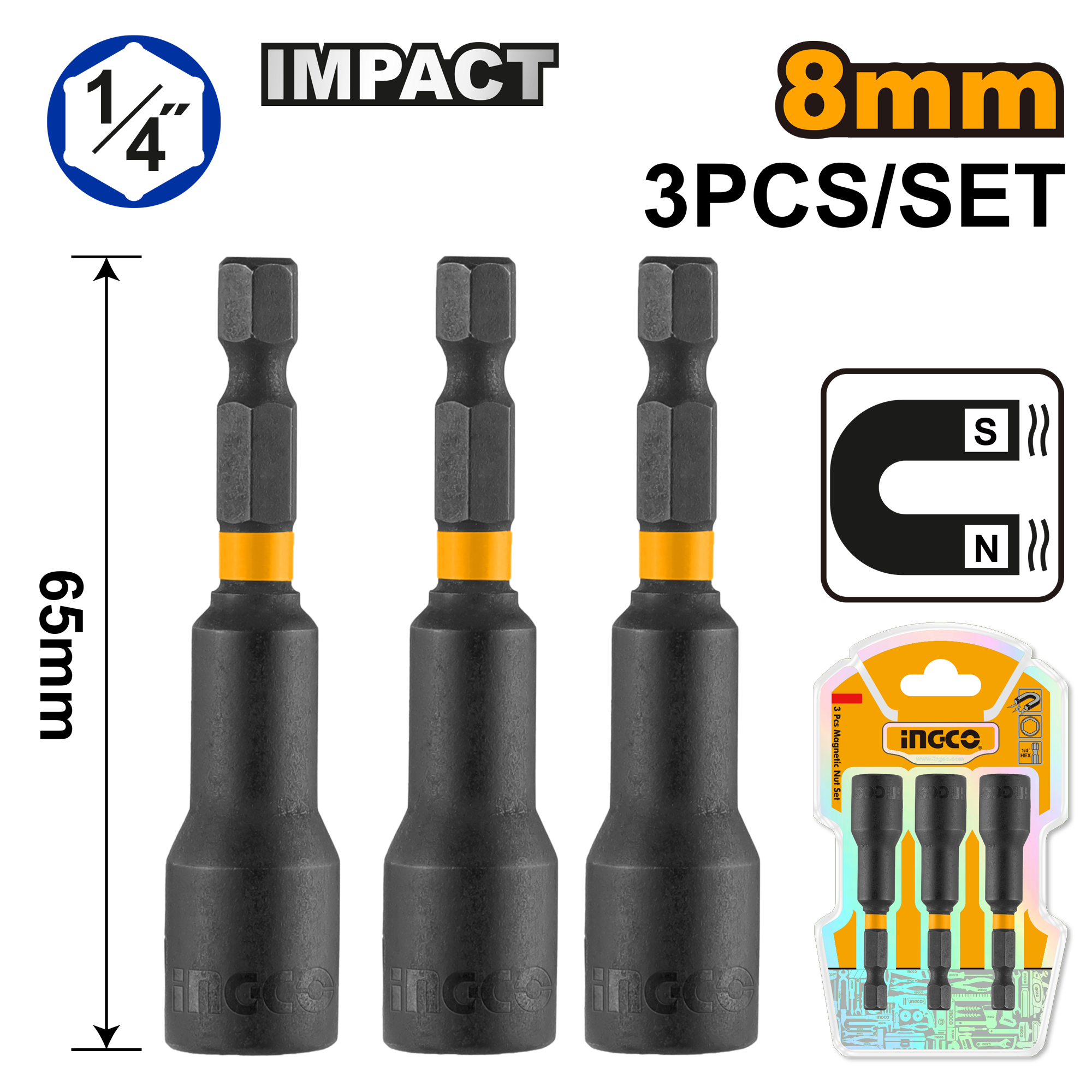 Cheie Magnetica 1/4 13mm Set 3 buc