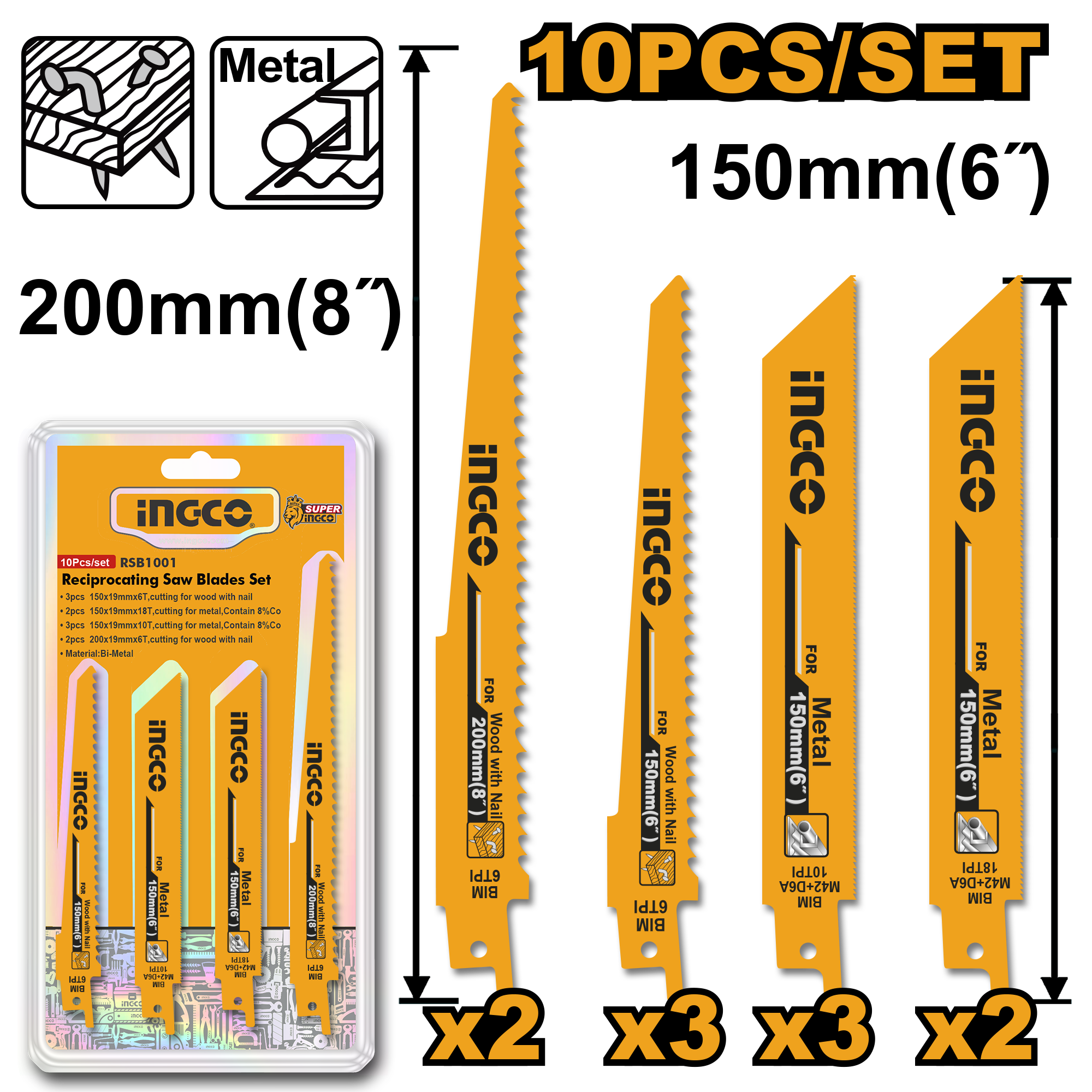 Panza Fierastrau Sabie Metal Lemn set 10buc
