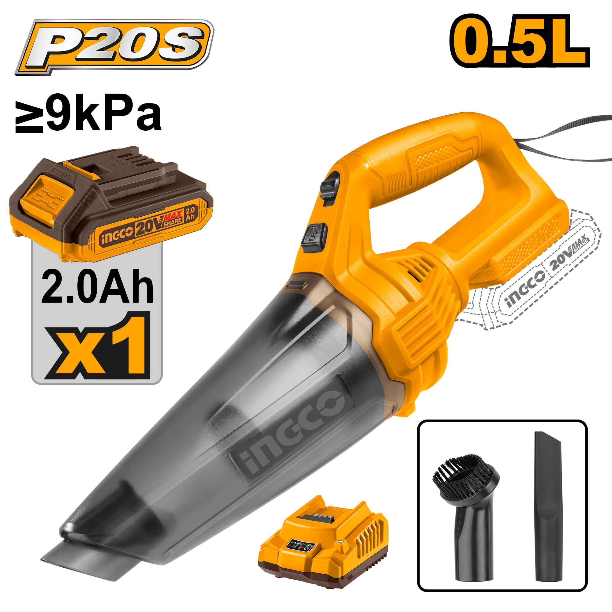 Aspirator de Mana 20V 0.5L Cu 1 Acumulator