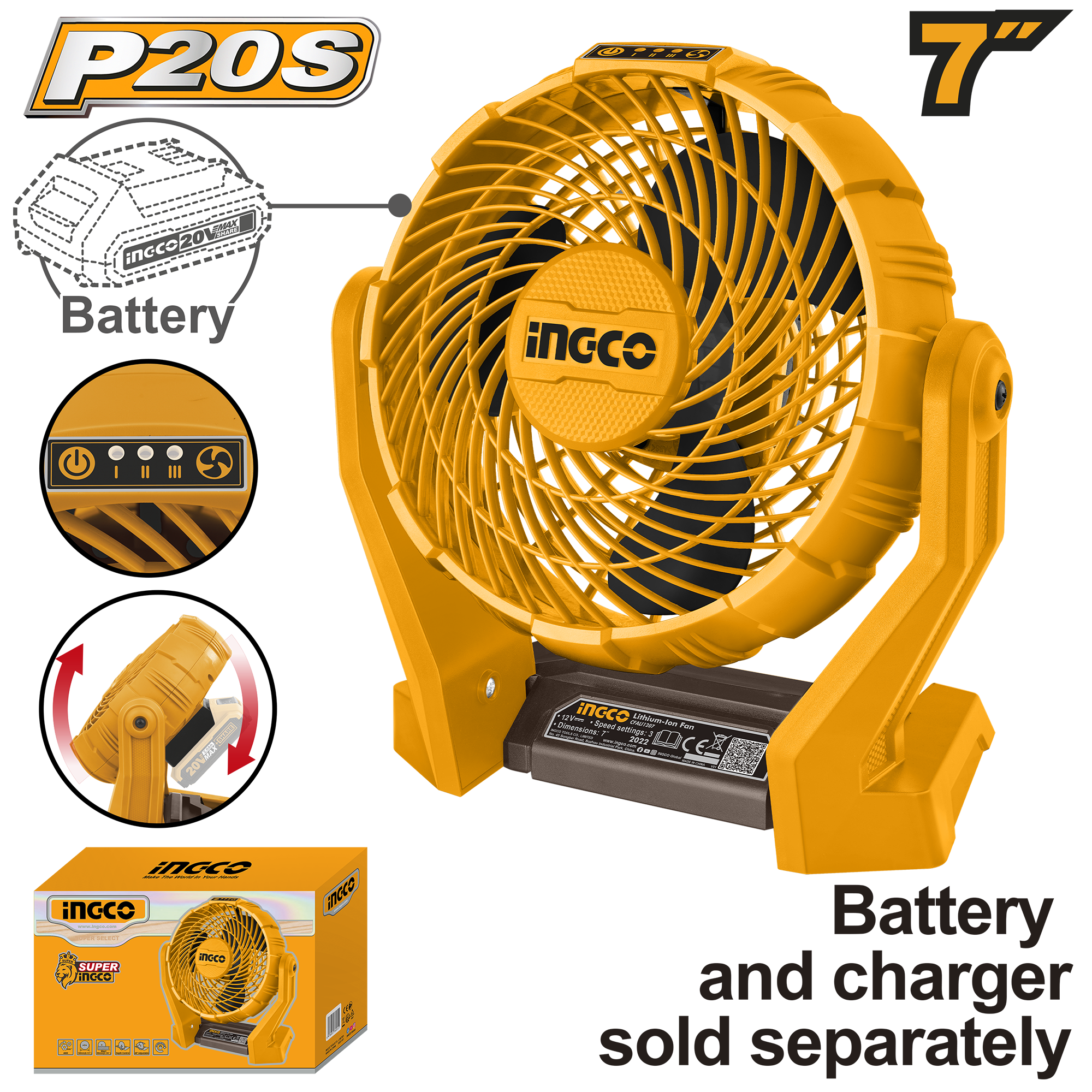 Ventilator 20V 7"