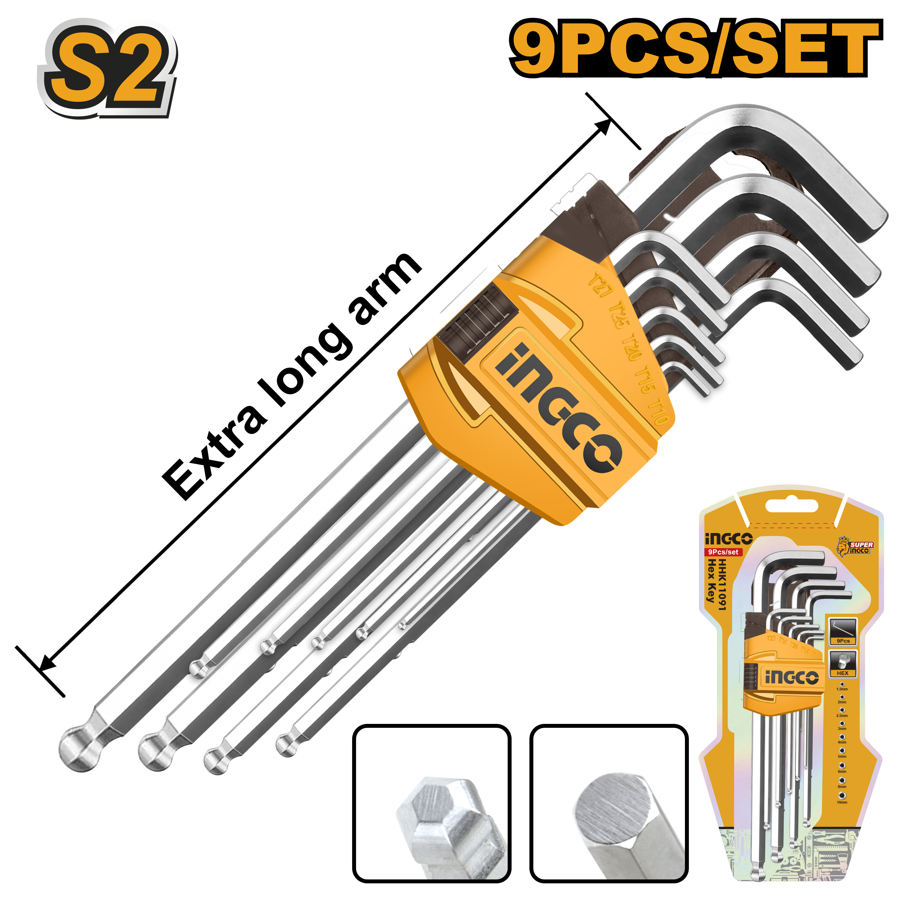 Set Imbus 1.5-10mm Extra Lung cu Bila 9buc