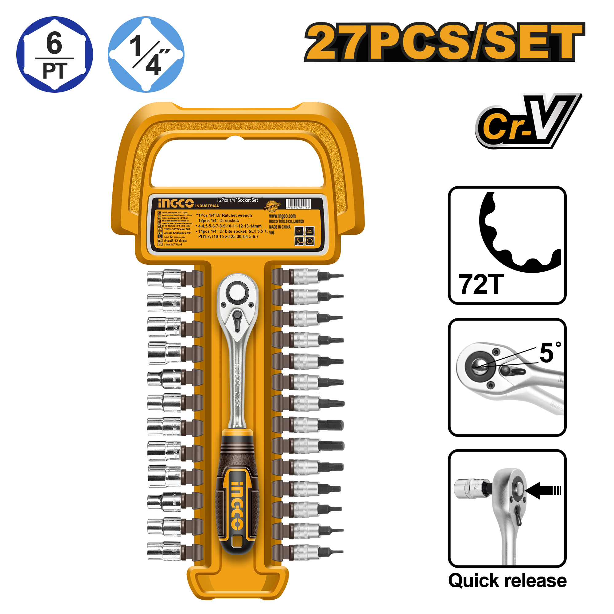 Set Chei Tubulare Clichet 1/4 27buc