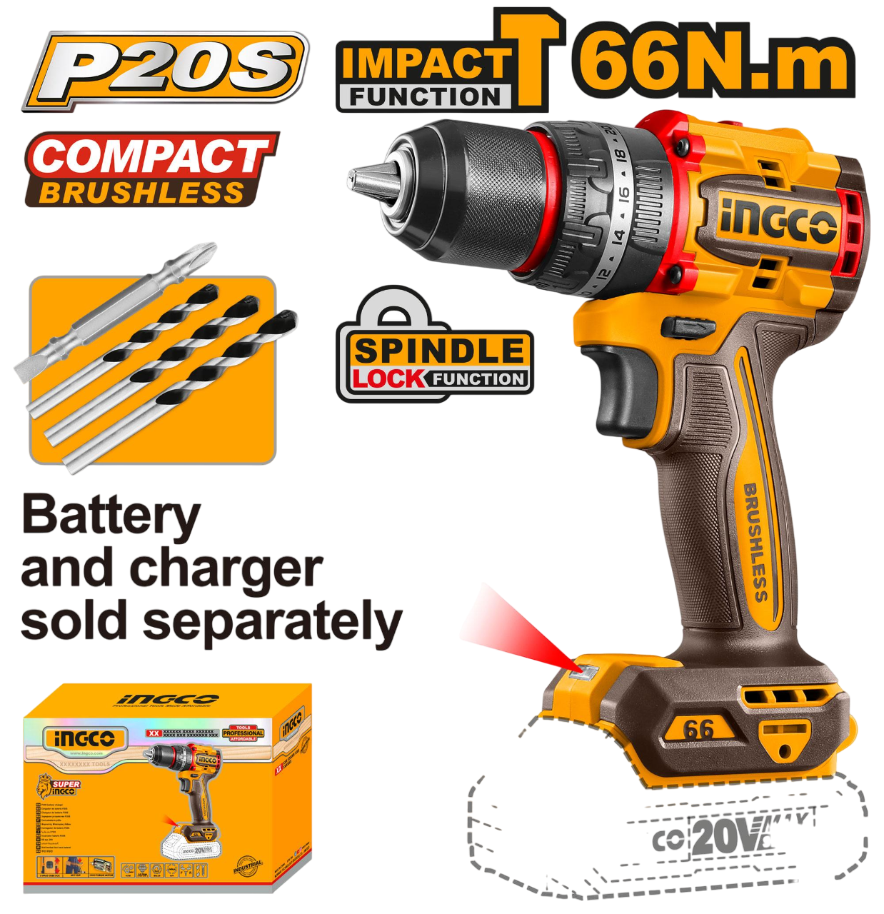 Bormasina 20V 66nm cu Impact Fara Baterie