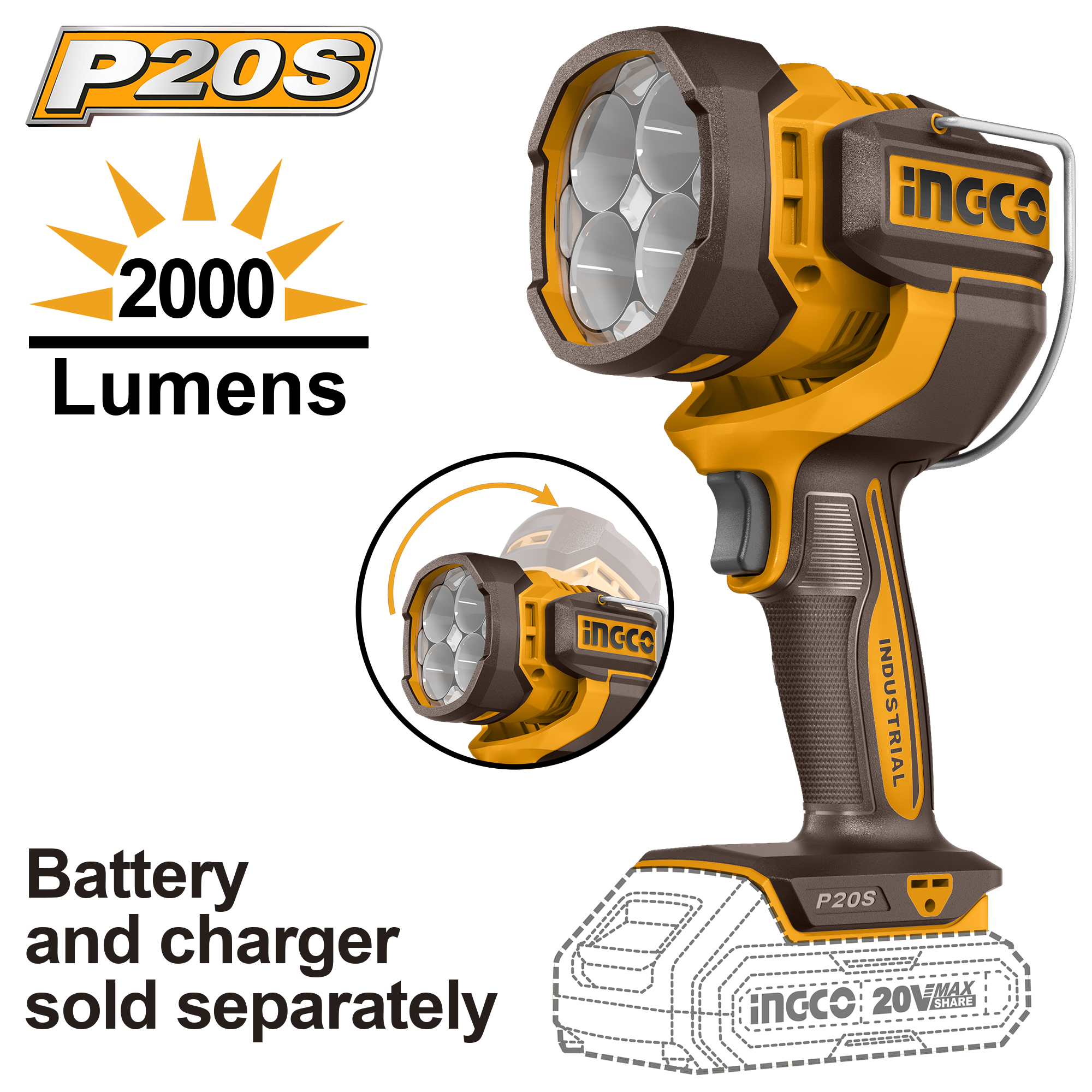 Lanterna 20V 2000 Lumeni