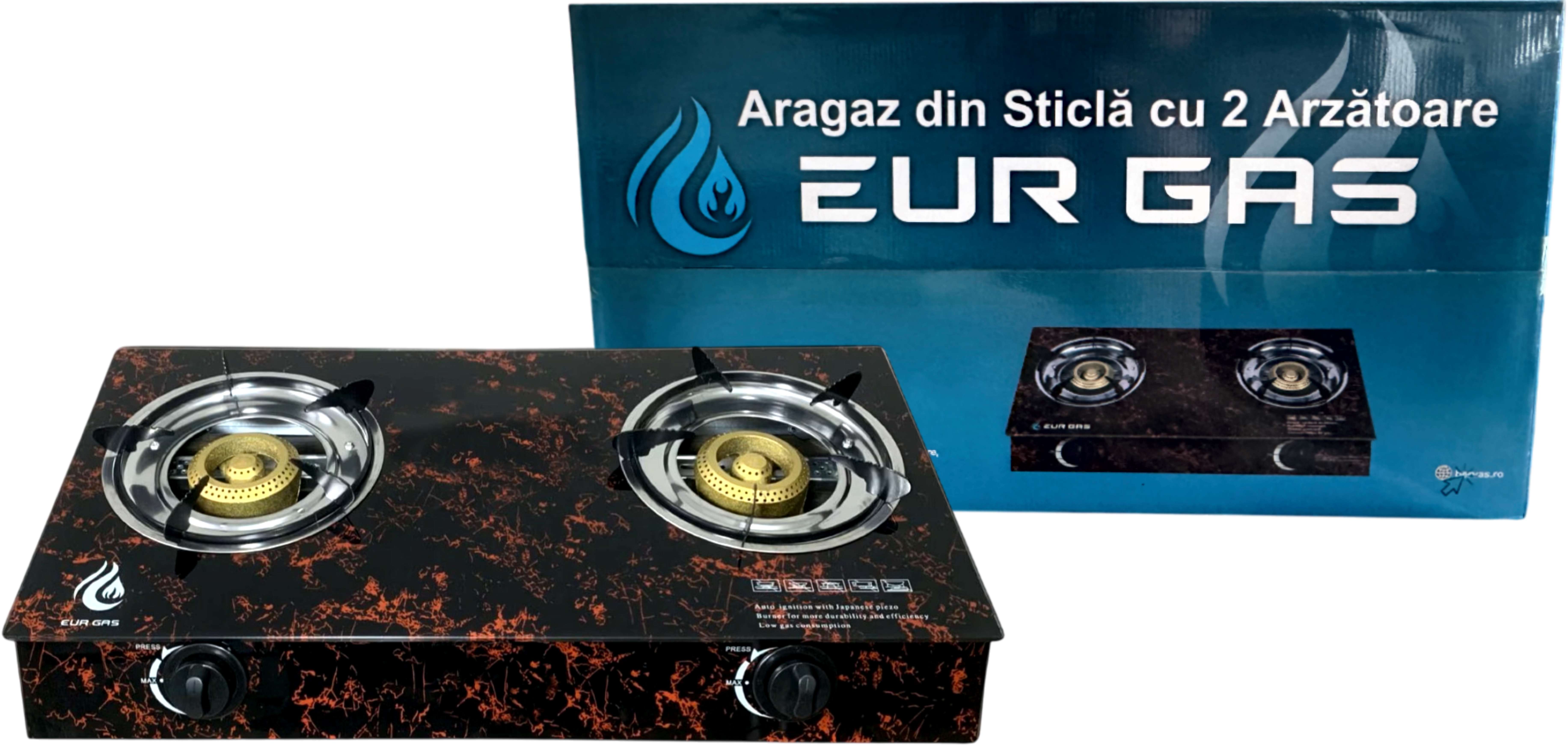 Aragaz Exterior EurGas Sticla cu 2 Arzatoare 2 Q