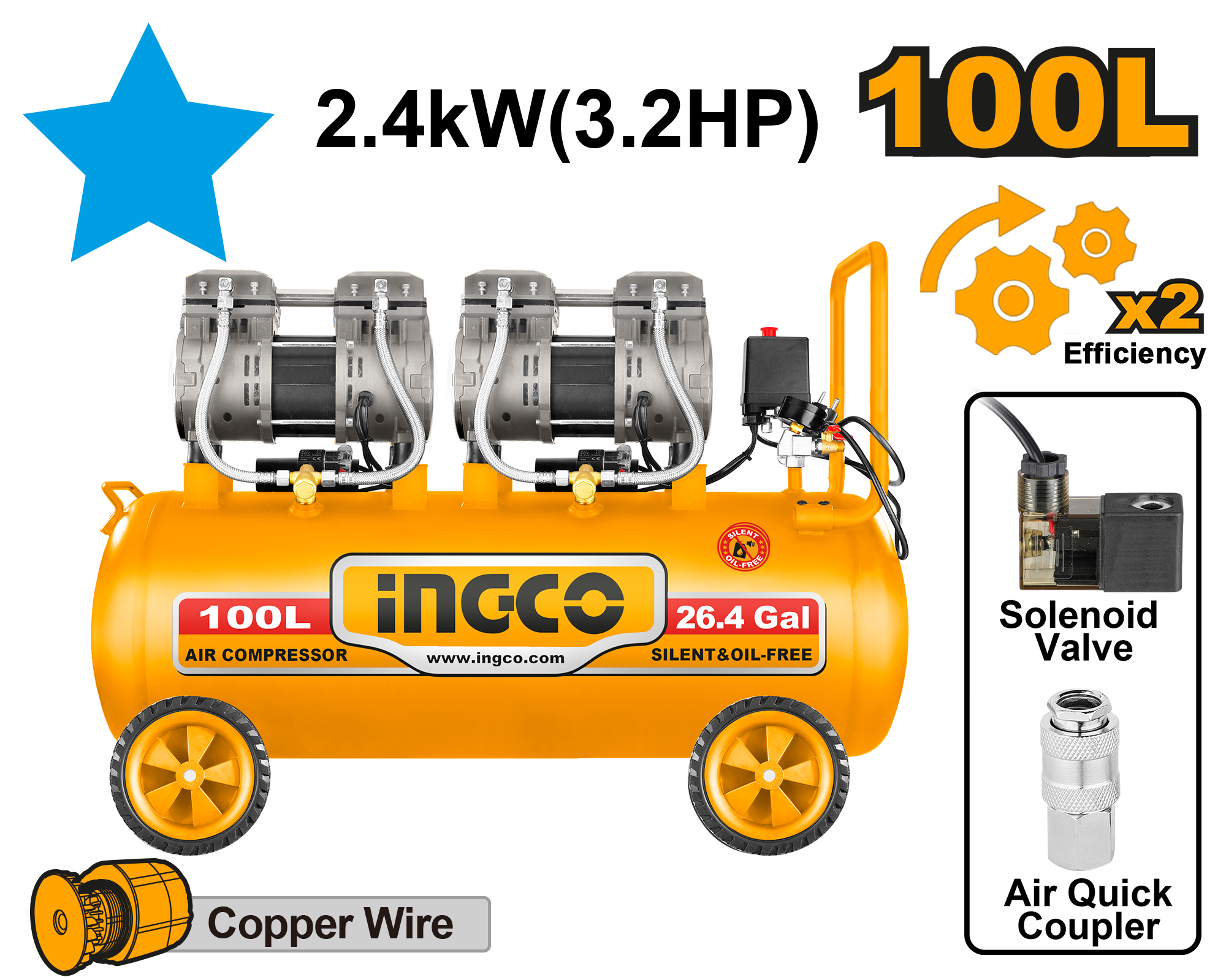 Compresor 100L 2.4Kw Fara Ulei