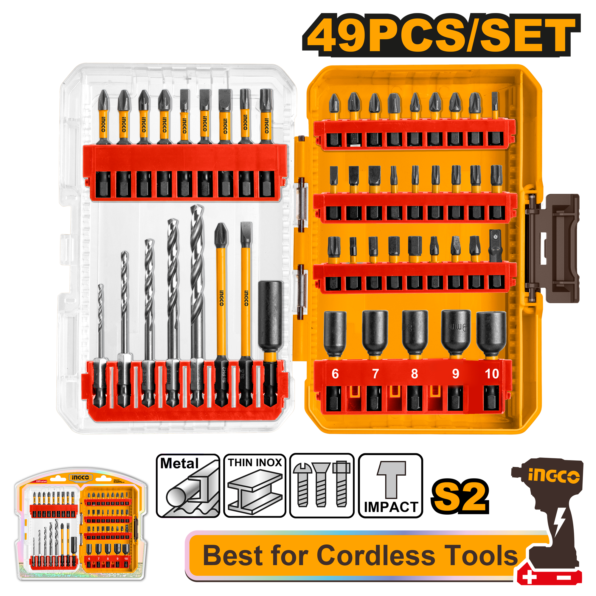 Bits Impact Set Pentru Scule pe Acumulator 49 buc