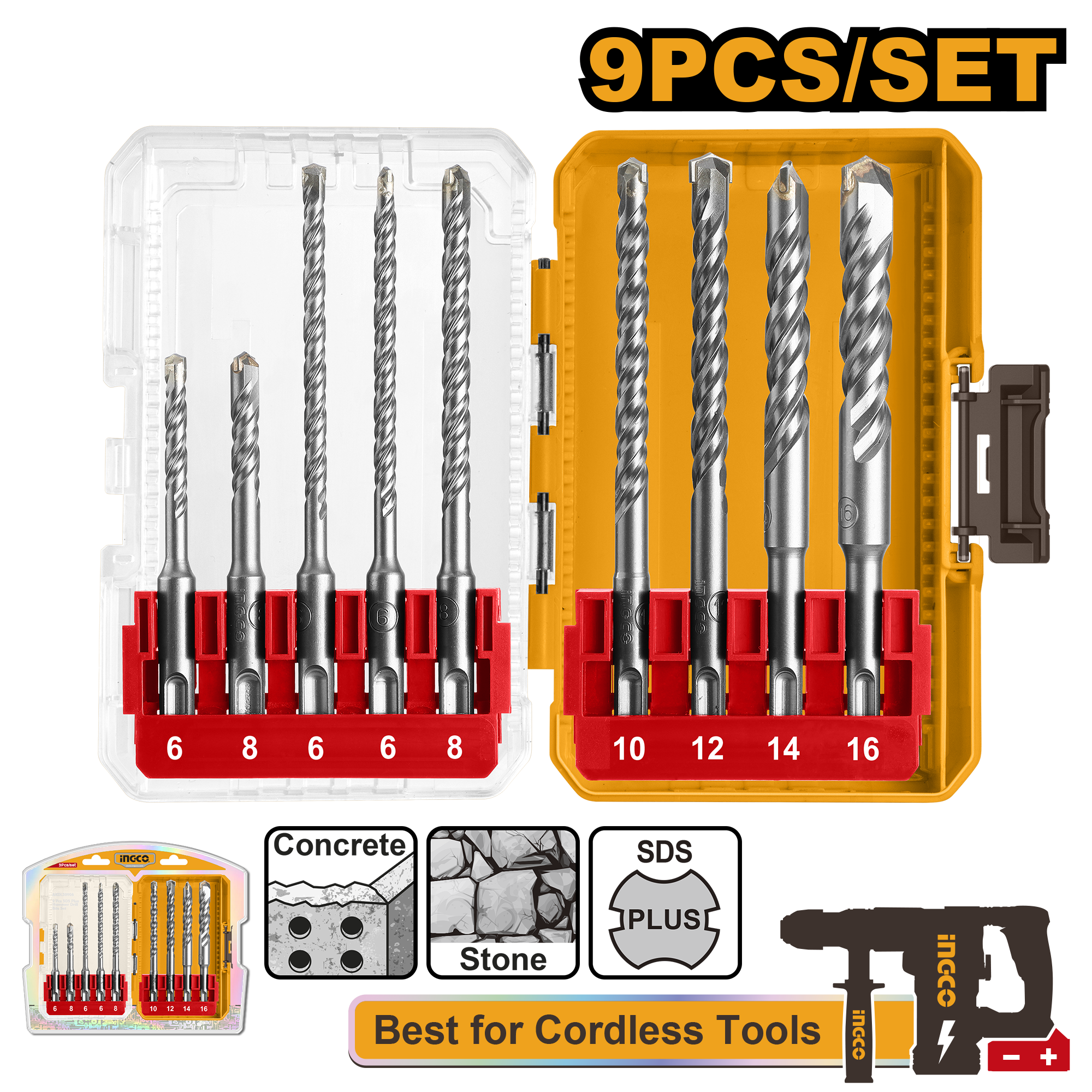 Burghie SDS PLUS pentru Beton Set 9buc