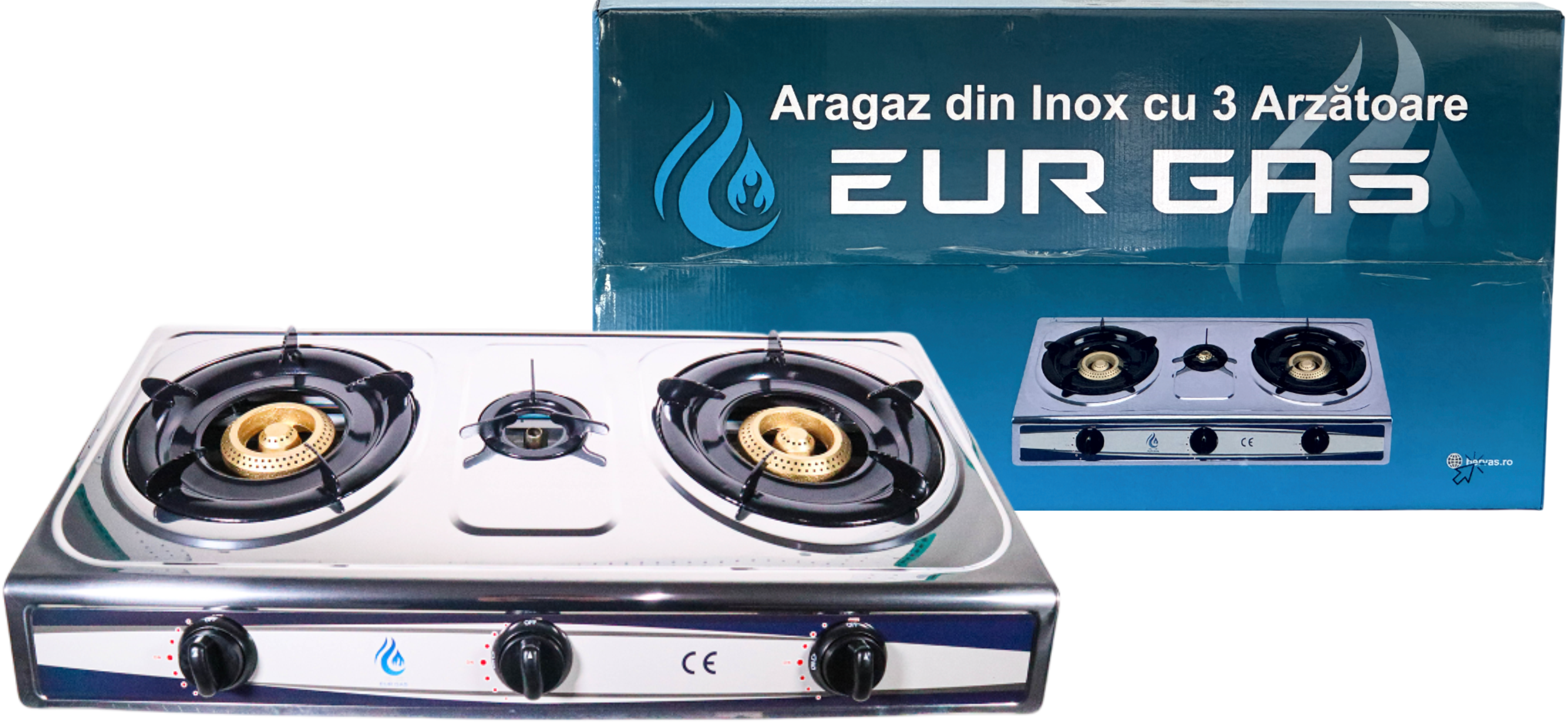 Aragaz Exterior EurGas Inox cu 3 Arzatoare 3 Q
