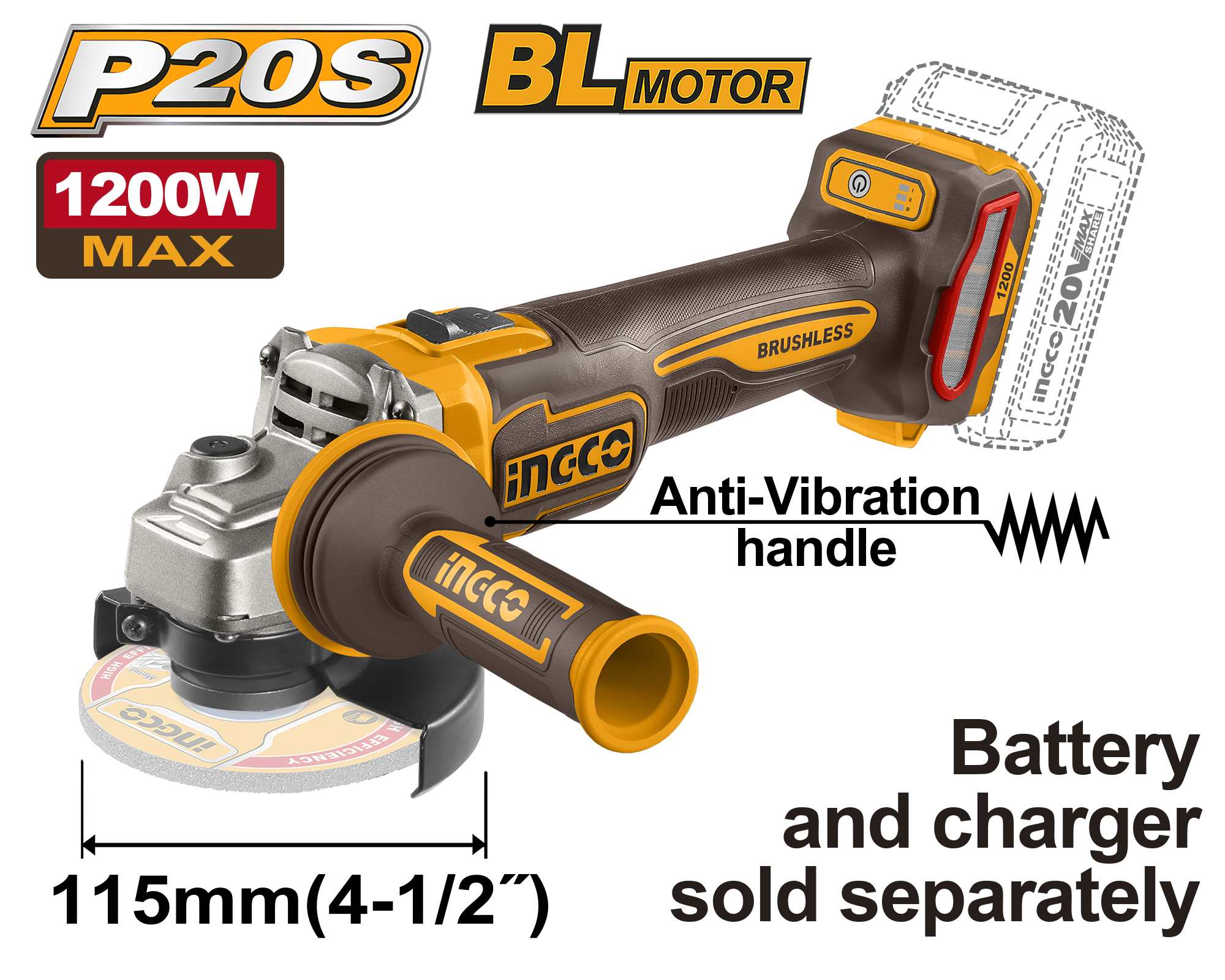 Flex Unghiular 20V 115mm 1200W