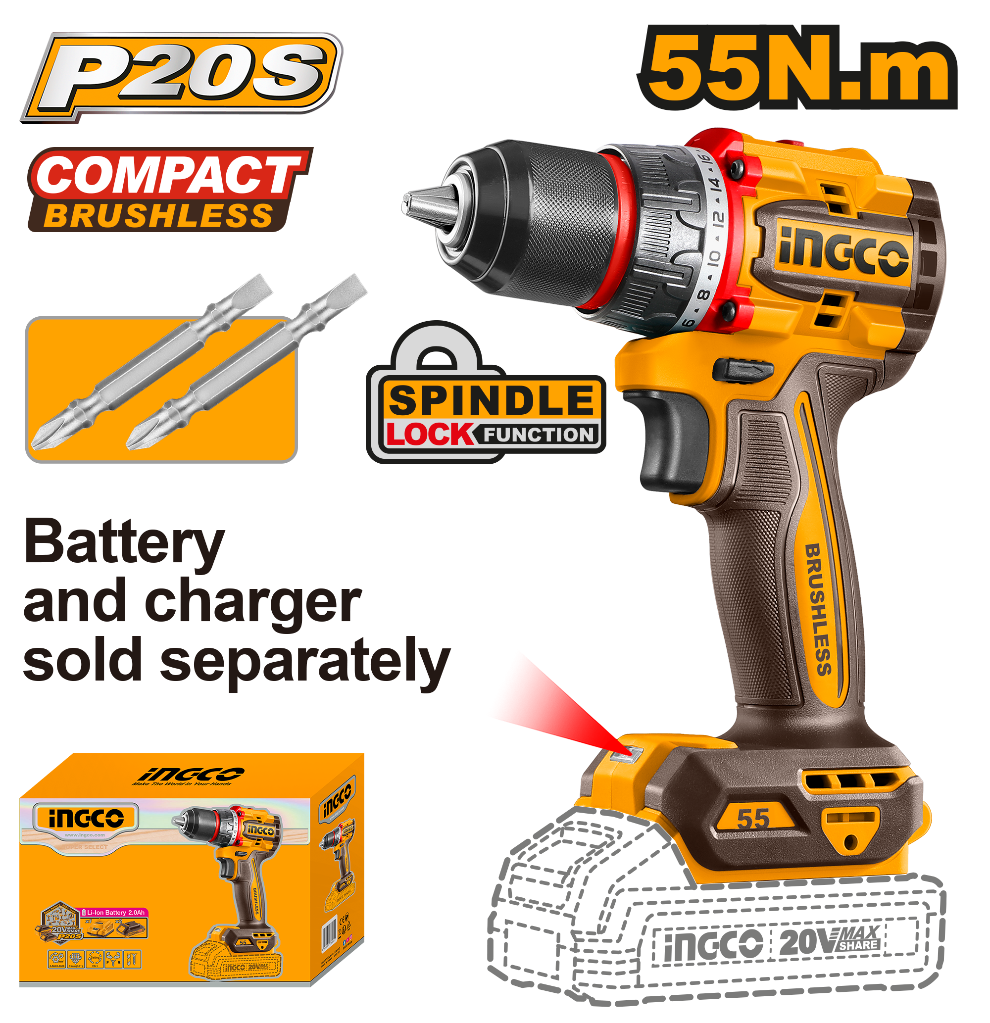Bormasina 20V 55nm Fara Baterie